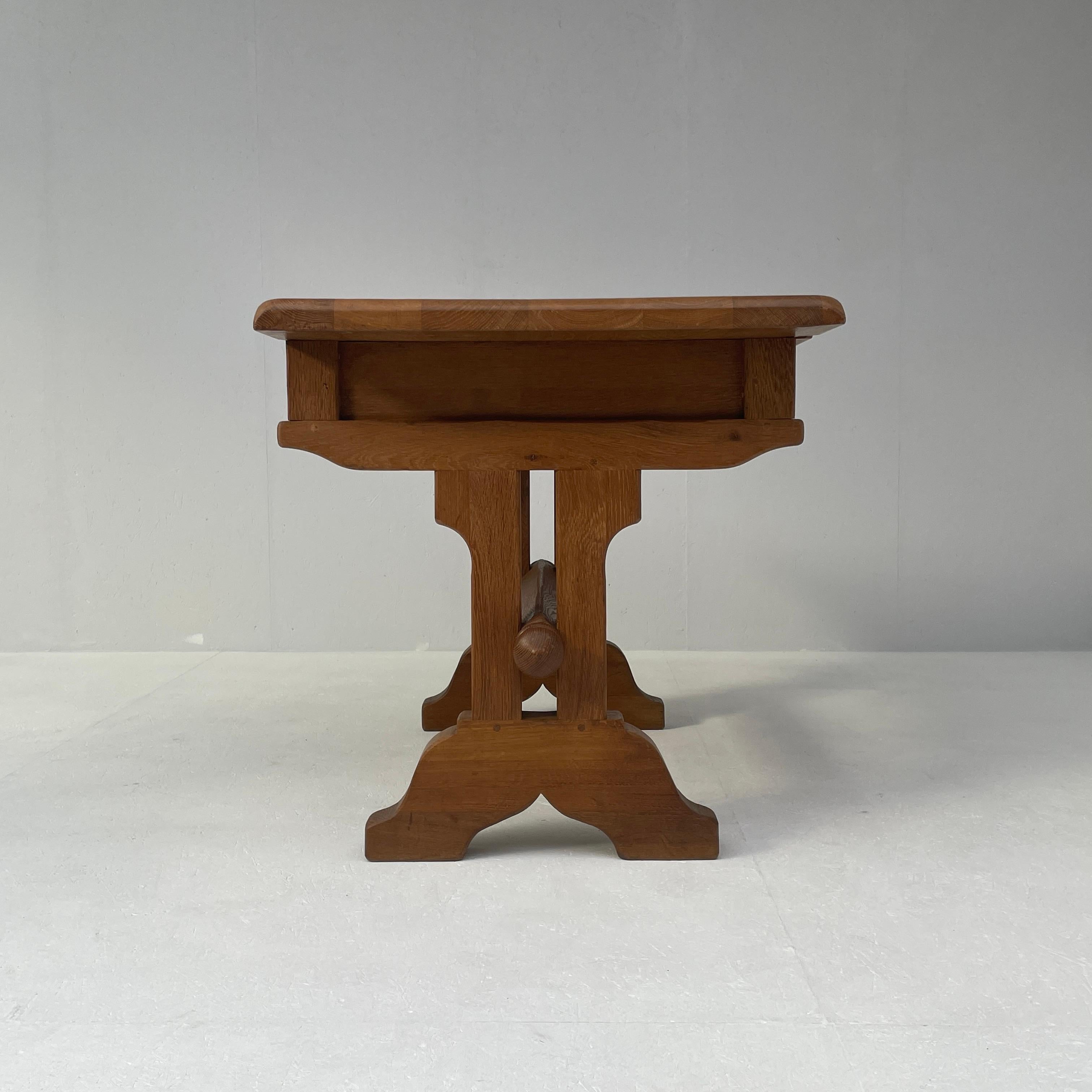 De Puydt Brutalist Oak Desk and Armchair, Belgium (1970) For Sale 6