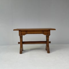 De Puydt Brutalist Oak Desk and Armchair, Belgium (1970)