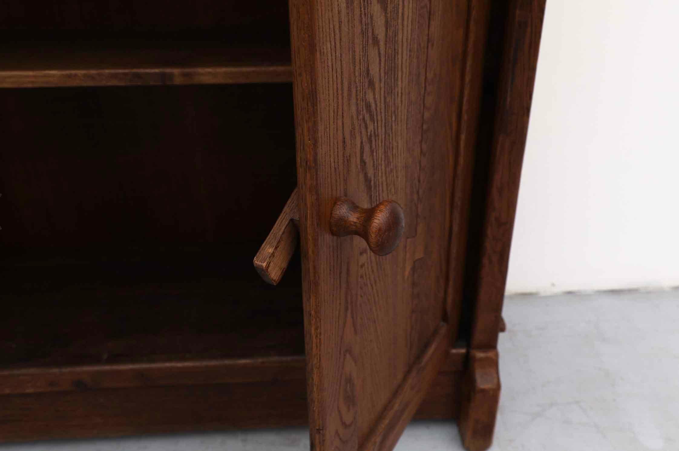 De Puydt: Brutalist Solid Oak Cabinet with Upper and Lower Double Doors 11