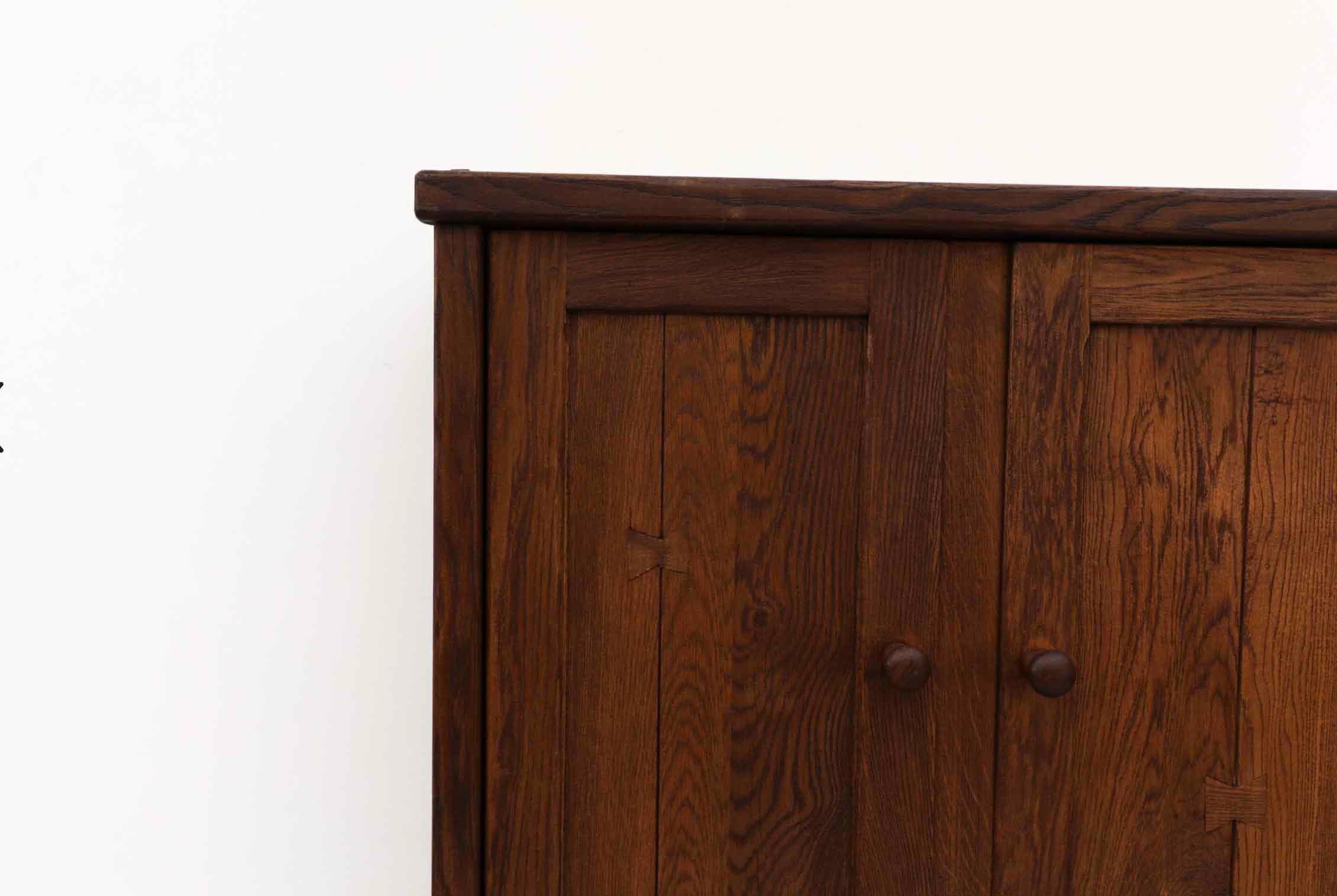 De Puydt: Brutalist Solid Oak Cabinet with Upper and Lower Double Doors 12