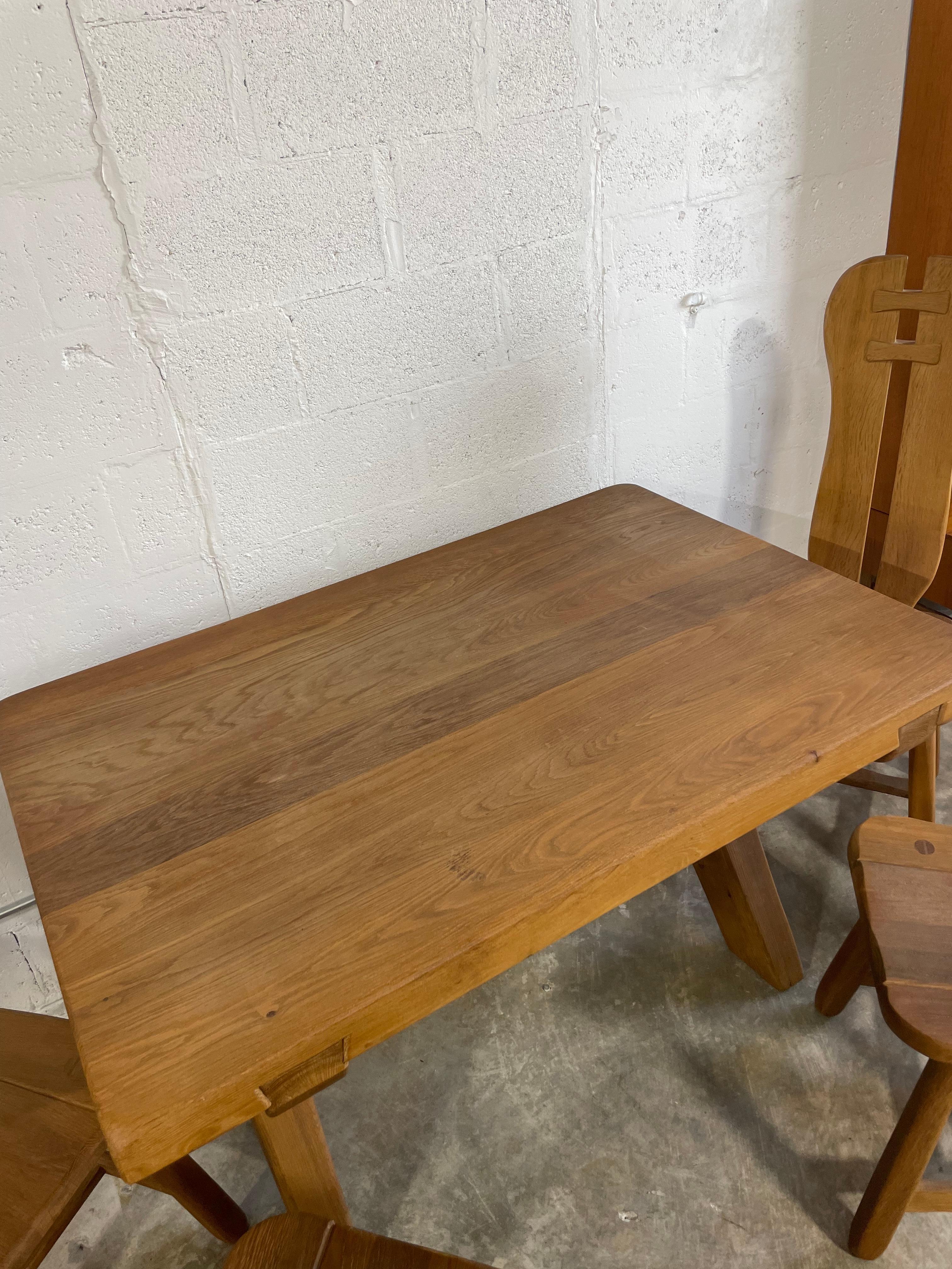Quercia Sedie e tavolo da pranzo brutalisti in Oak De Puydt in vendita