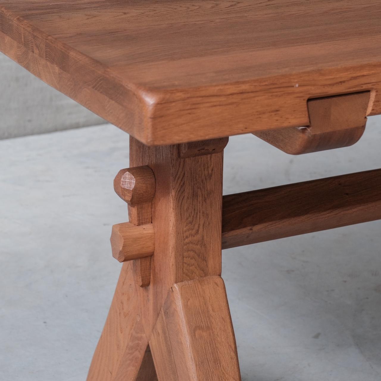 Late 20th Century De Puydt Oak Rectangular Brutalist Mid-Century Dining Table