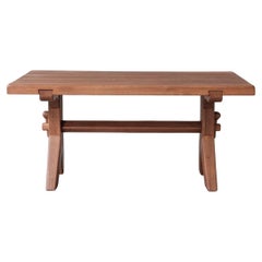 De Puydt Oak Rectangular Brutalist Mid-Century Dining Table