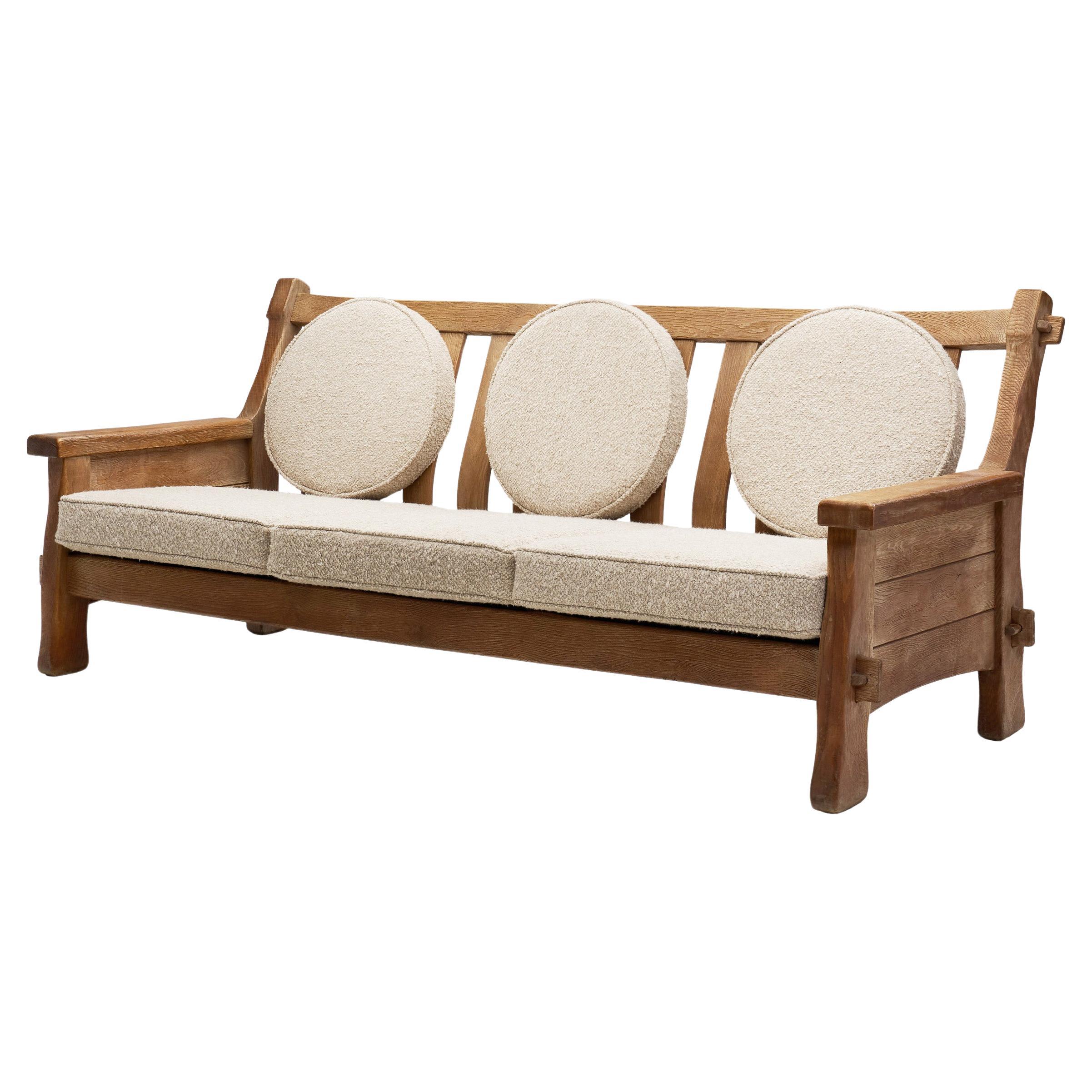 De Puydt Three-Seater Sofa with Upholstered Cushions, Belgium 1970s