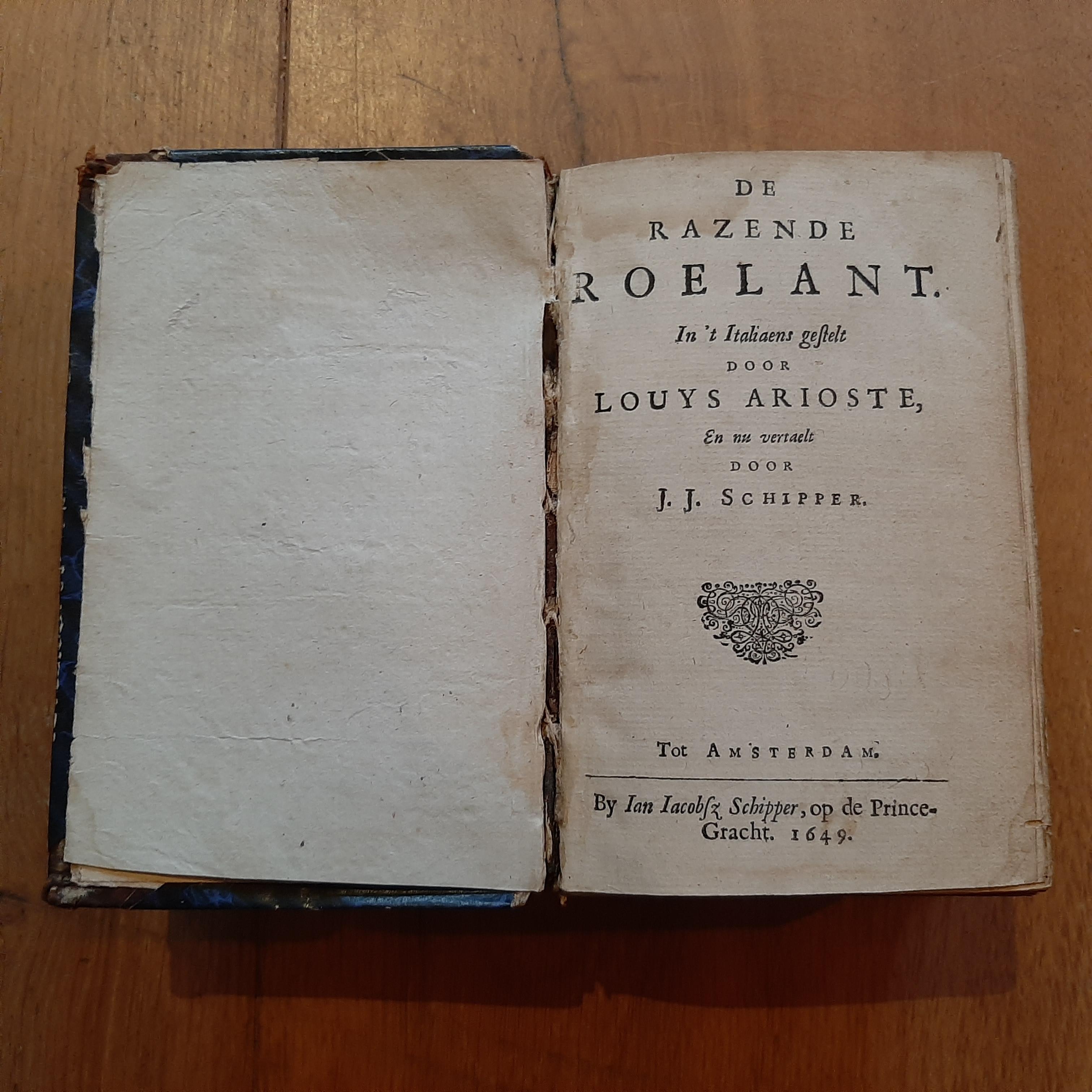 De Razende Roelant 'Dutch Edition of Orlando Furioso' by Schipper, 1649 In Fair Condition In Langweer, NL