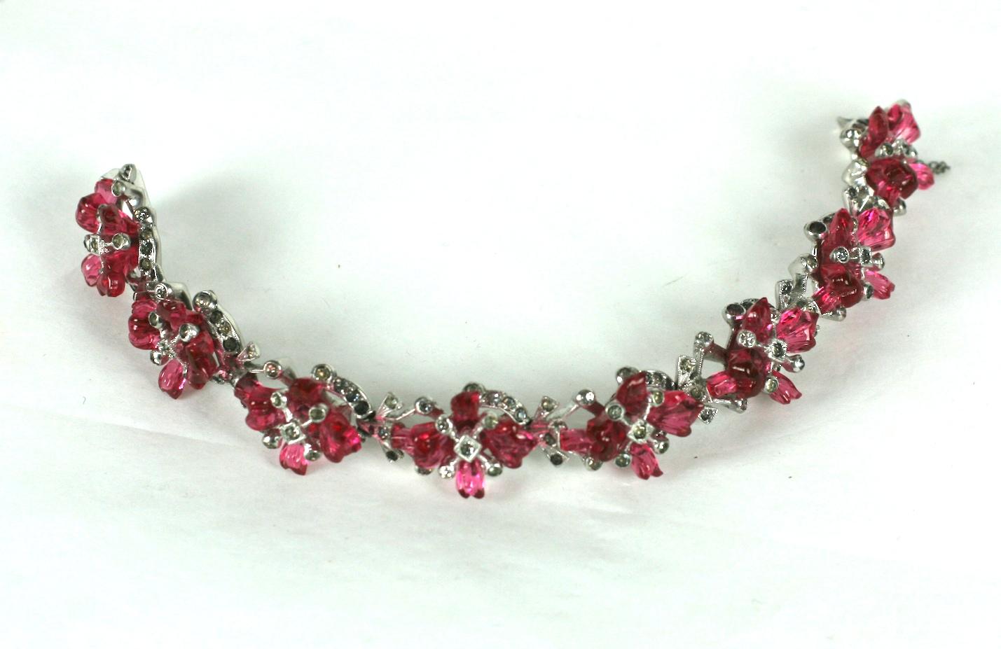 De Rosa Rare Floral Fruit Salad Link Bracelet In Excellent Condition For Sale In New York, NY