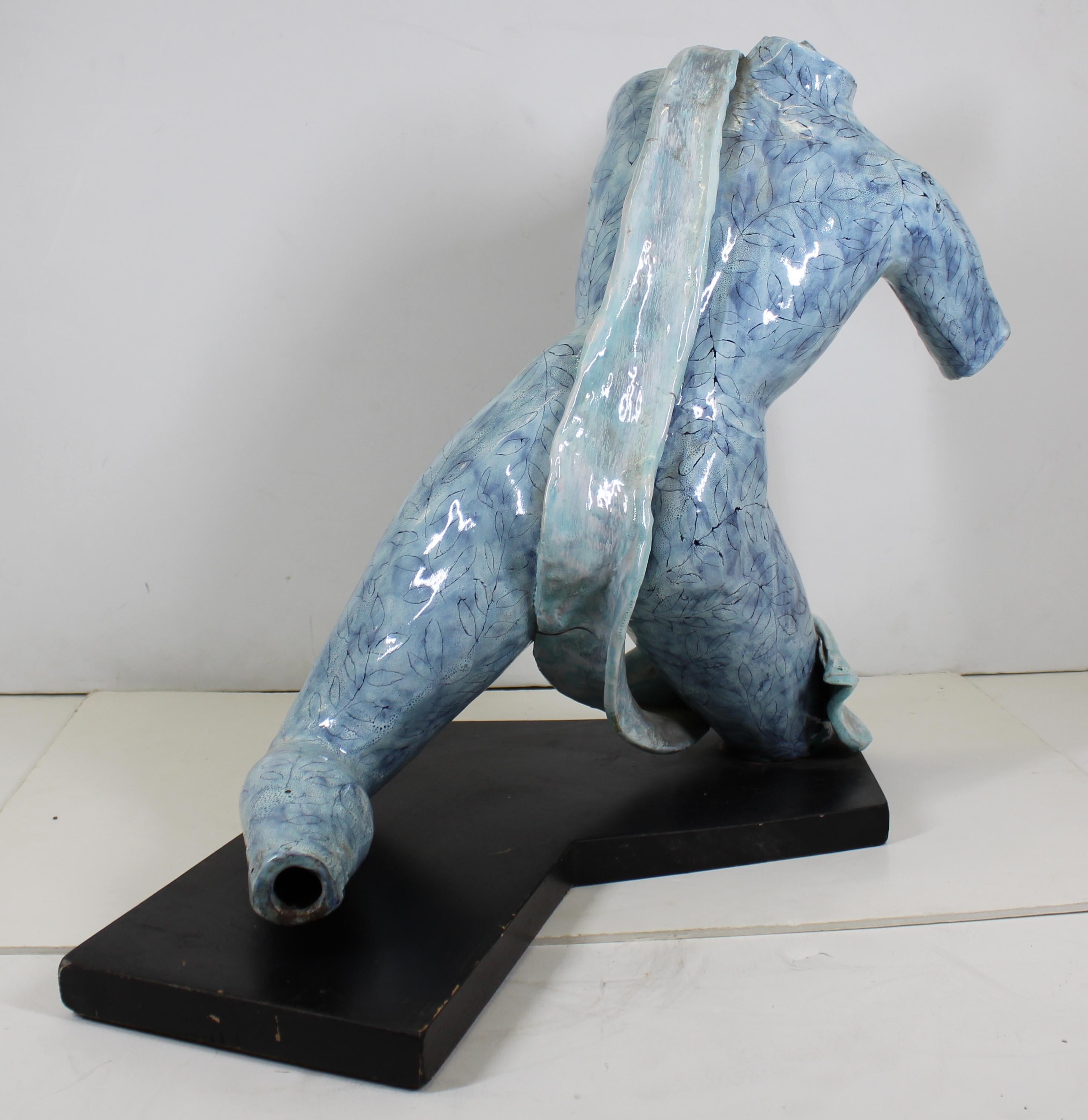 Mid-20th Century De Rosa for San Paolo Italian Glazed Ceramic Sculpture of Female Nude For Sale