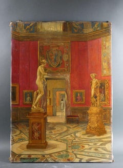 "Innenansicht der Tribuna" Ansicht von Florenz Öl auf Leinwand I Copisti degli Uffizi