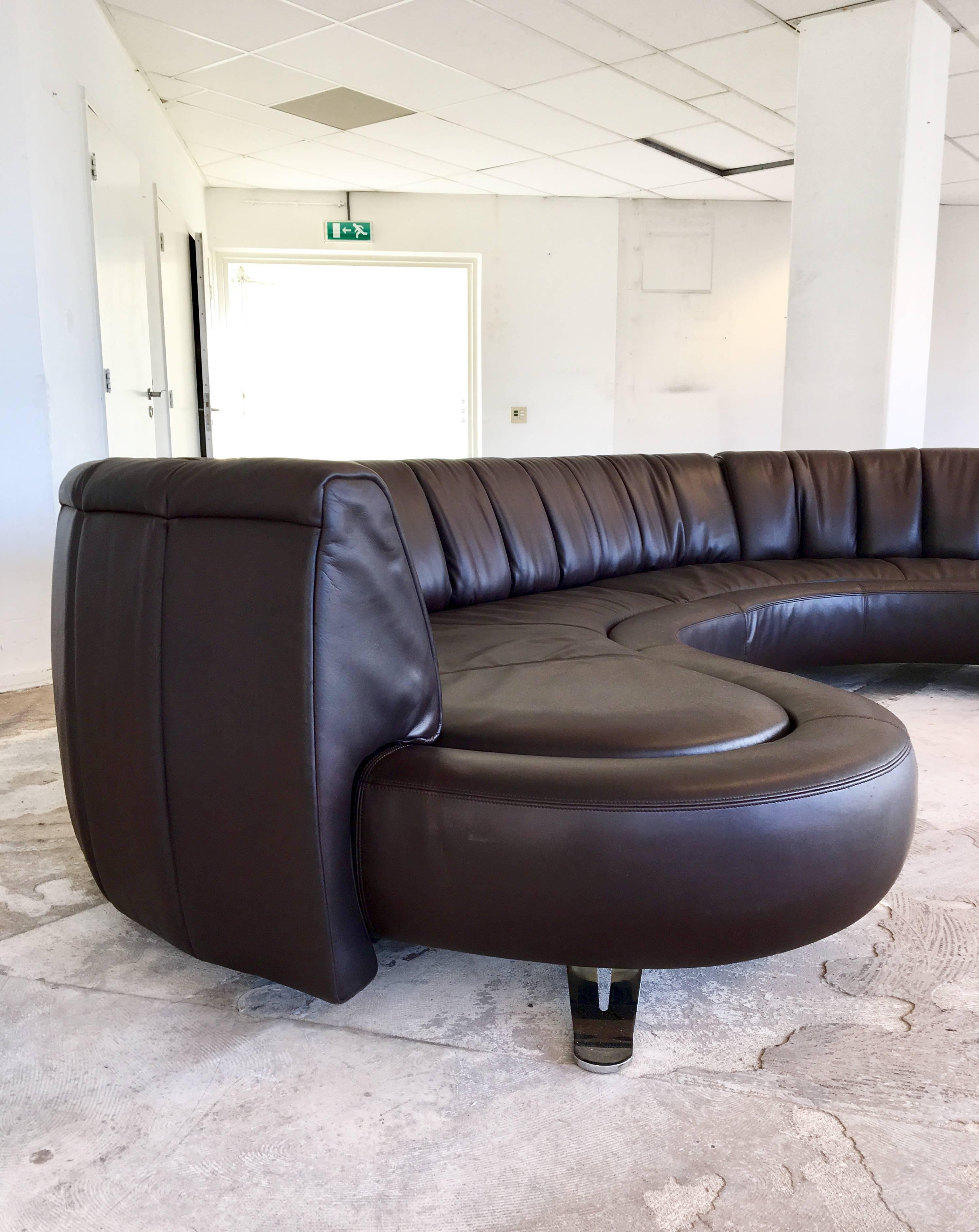 Swiss De Sede, Brown Leather Landscaped Sofa, Model DS-1064 by Hugo De Ruiter, 2008 For Sale
