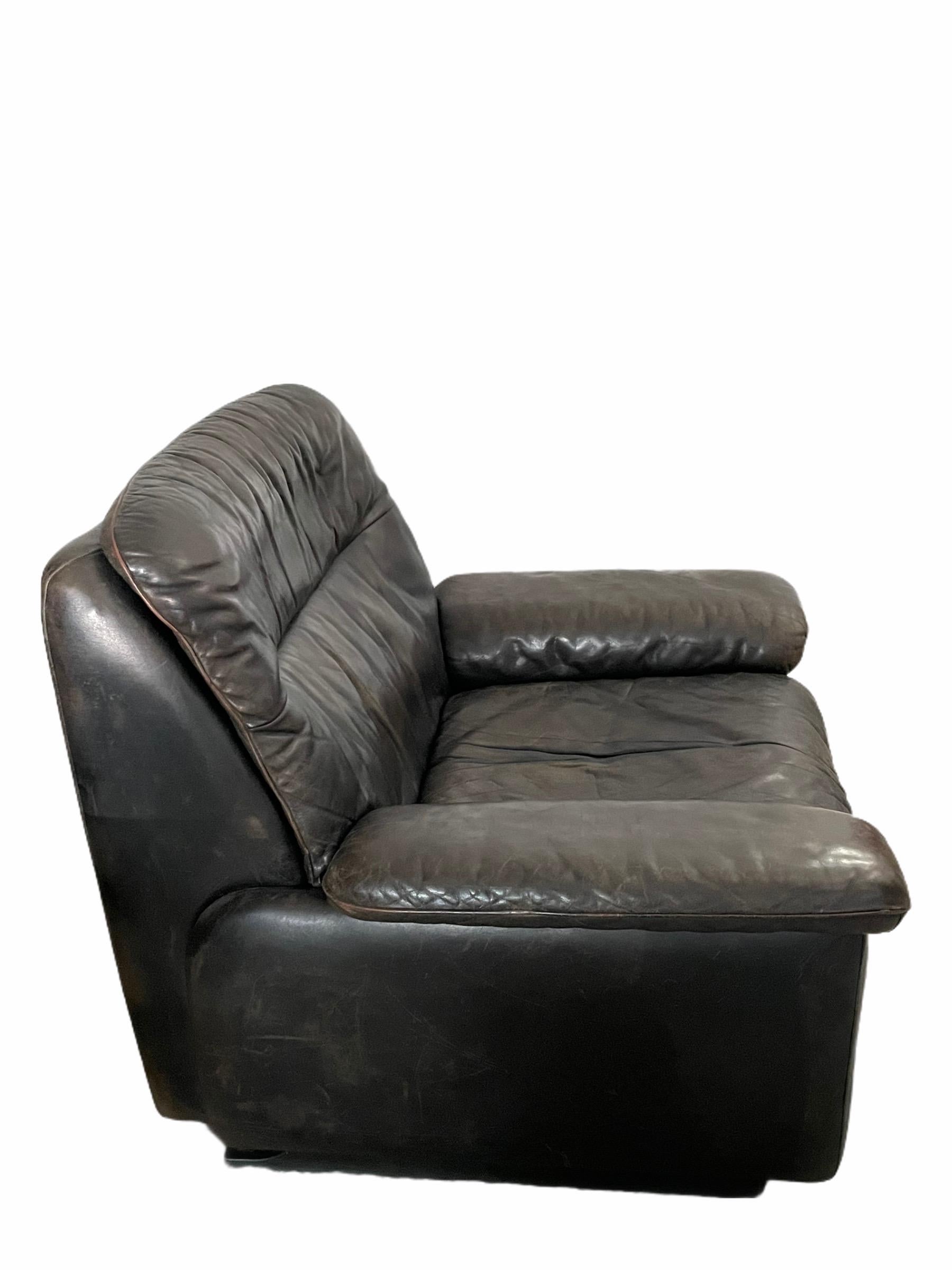 Mid-Century Modern De Sede, 1970s Vintage Leather Reclining Armchair, Black