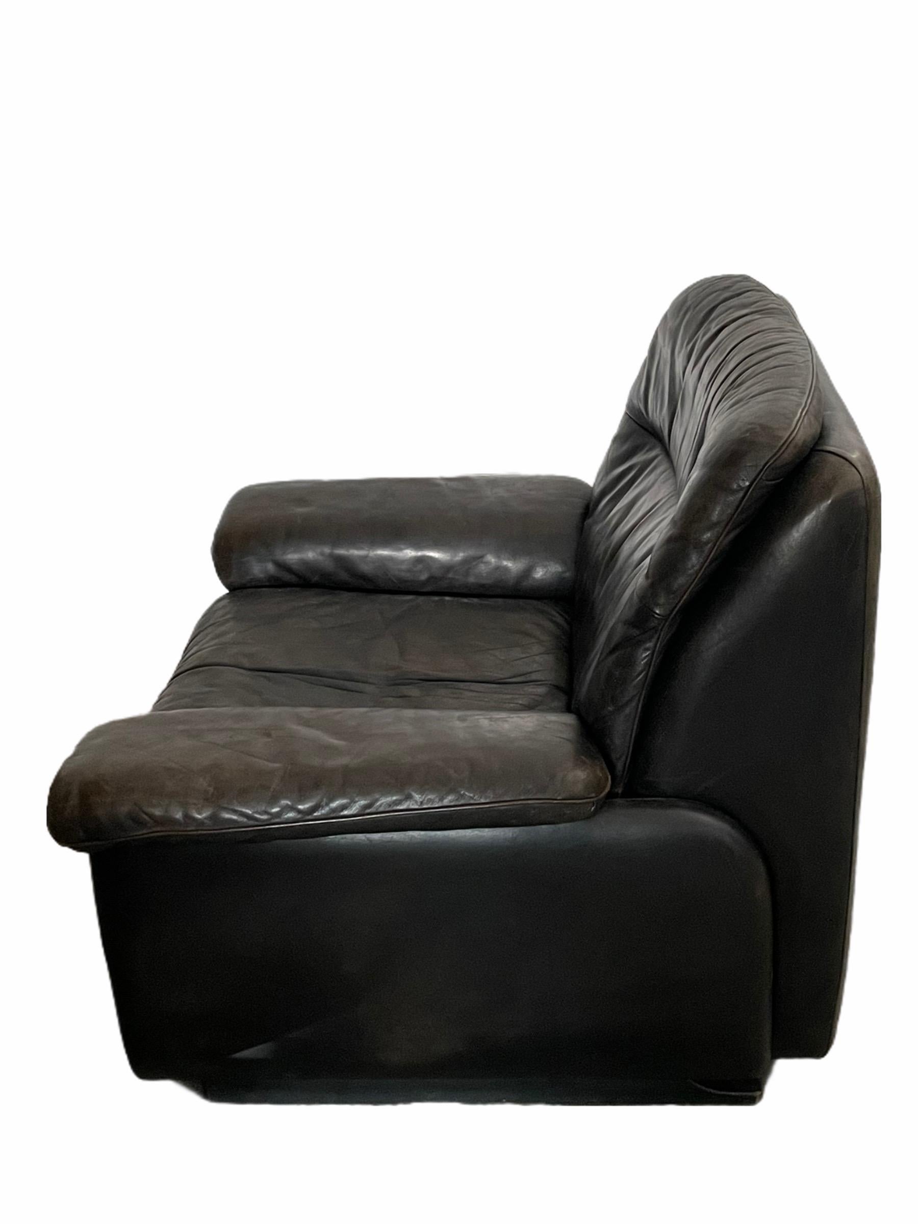 20th Century De Sede, 1970s Vintage Leather Reclining Armchair, Black