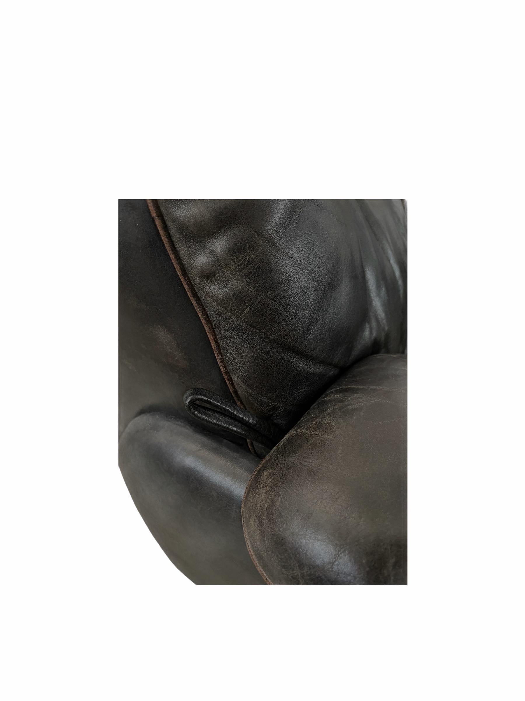 De Sede, 1970s Vintage Leather Reclining Armchair, Black 1
