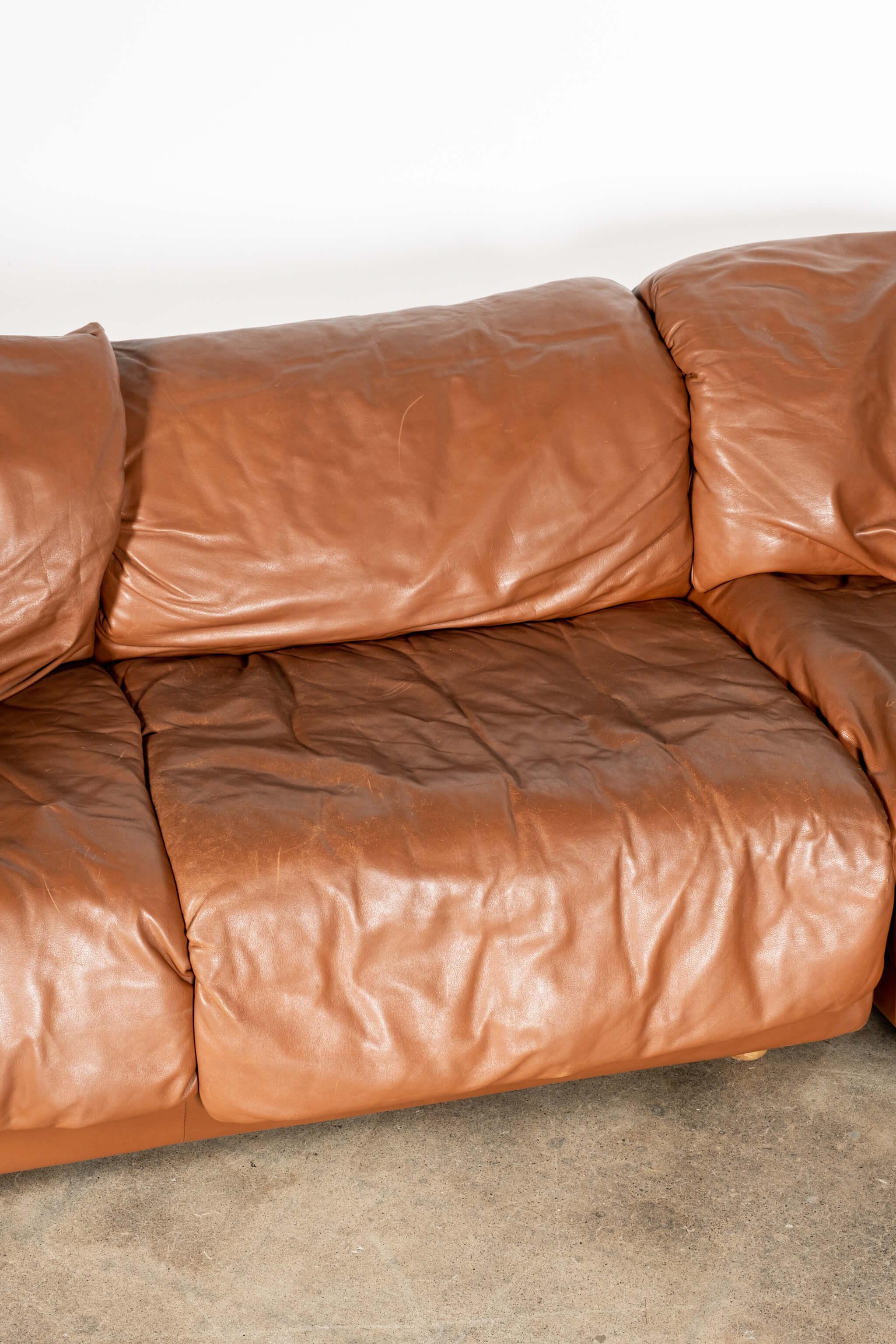 De Sede 1980s 2-Piece Leather Corner Sofa For Sale 4