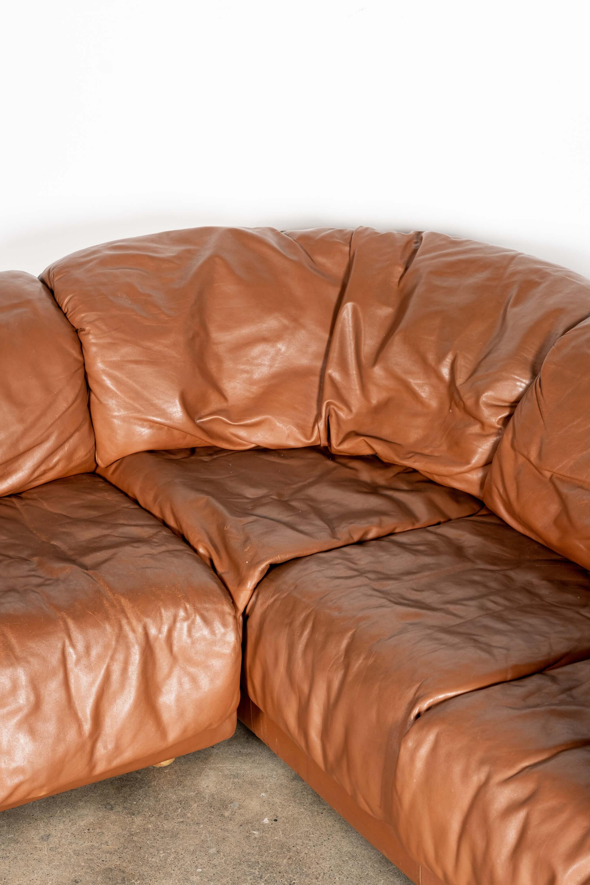 De Sede 1980s 2-Piece Leather Corner Sofa For Sale 5