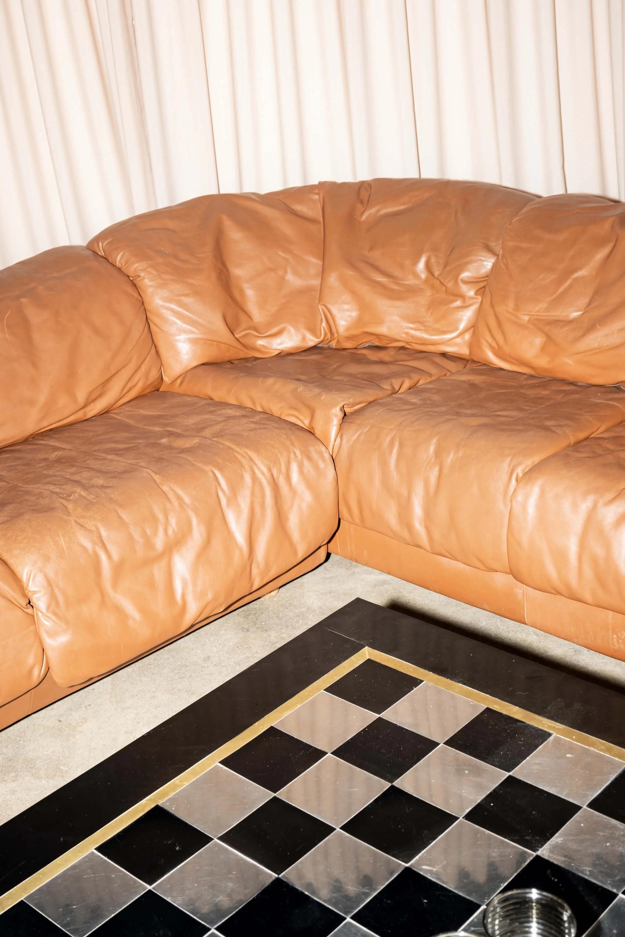 De Sede 1980s 2-Piece Leather Corner Sofa For Sale 1