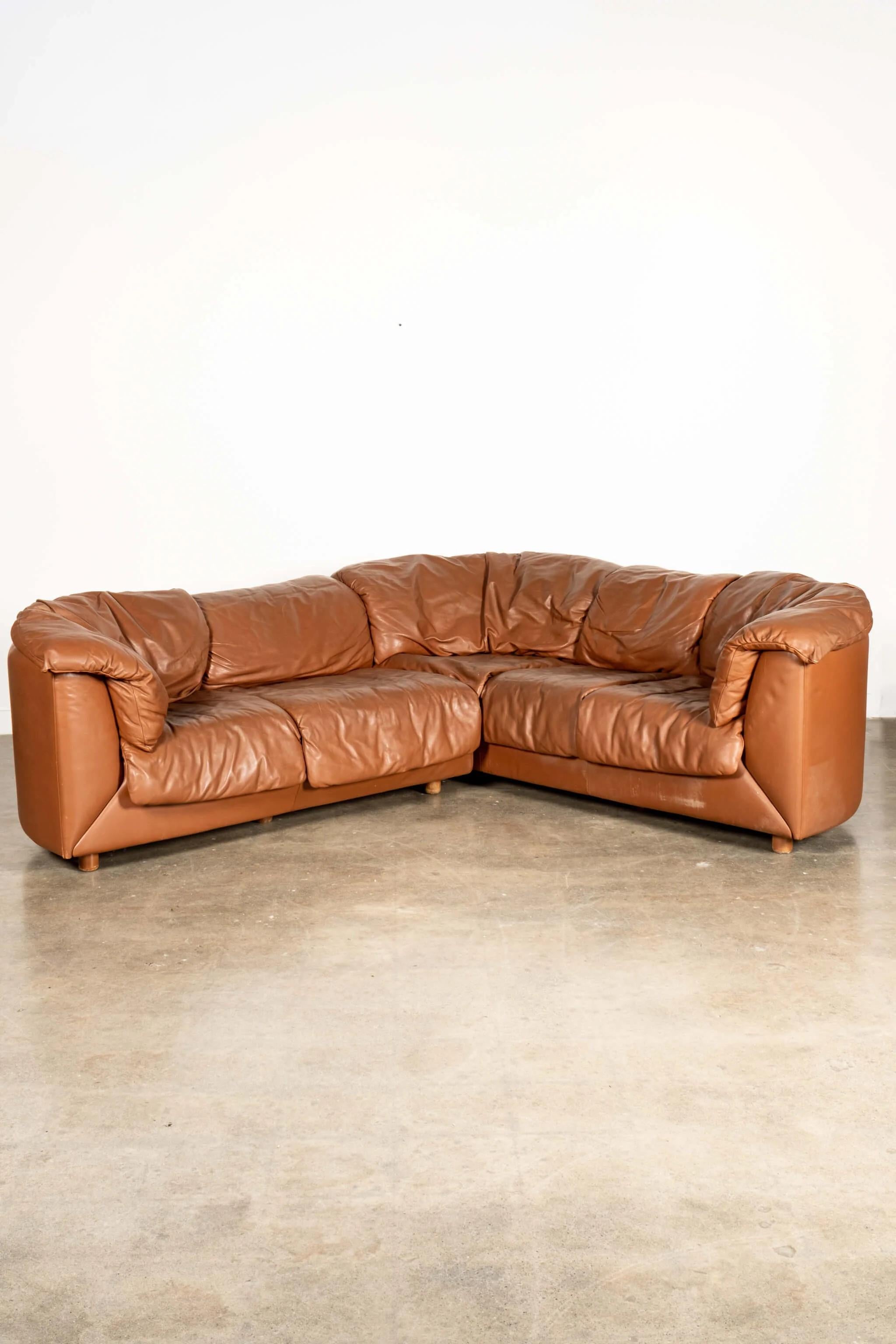 De Sede 1980s 2-Piece Leather Corner Sofa For Sale 2