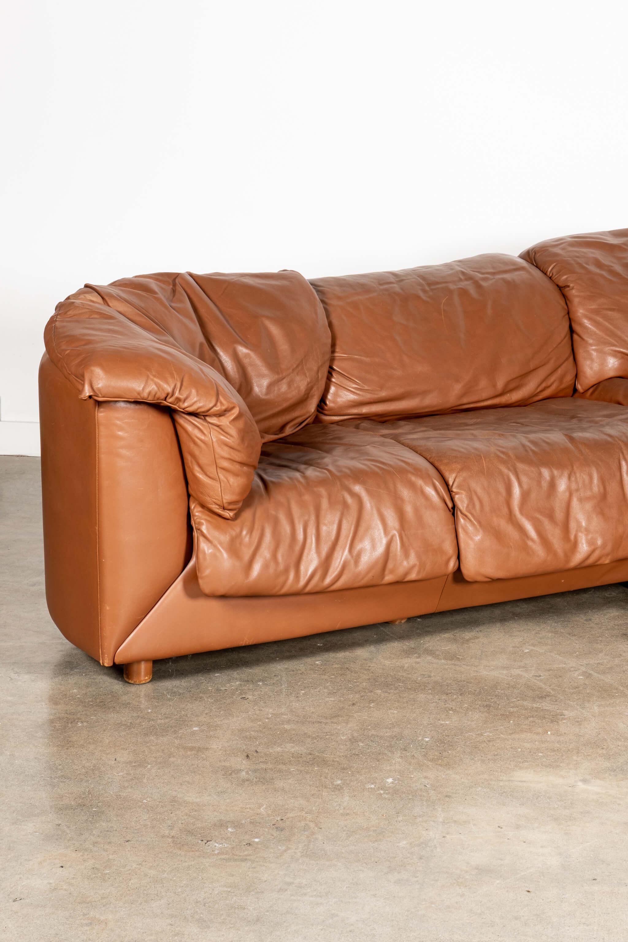 De Sede 1980s 2-Piece Leather Corner Sofa For Sale 3
