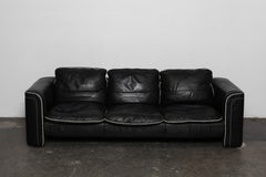 De Sede 1980s Black Leather 3-Seat Sofa