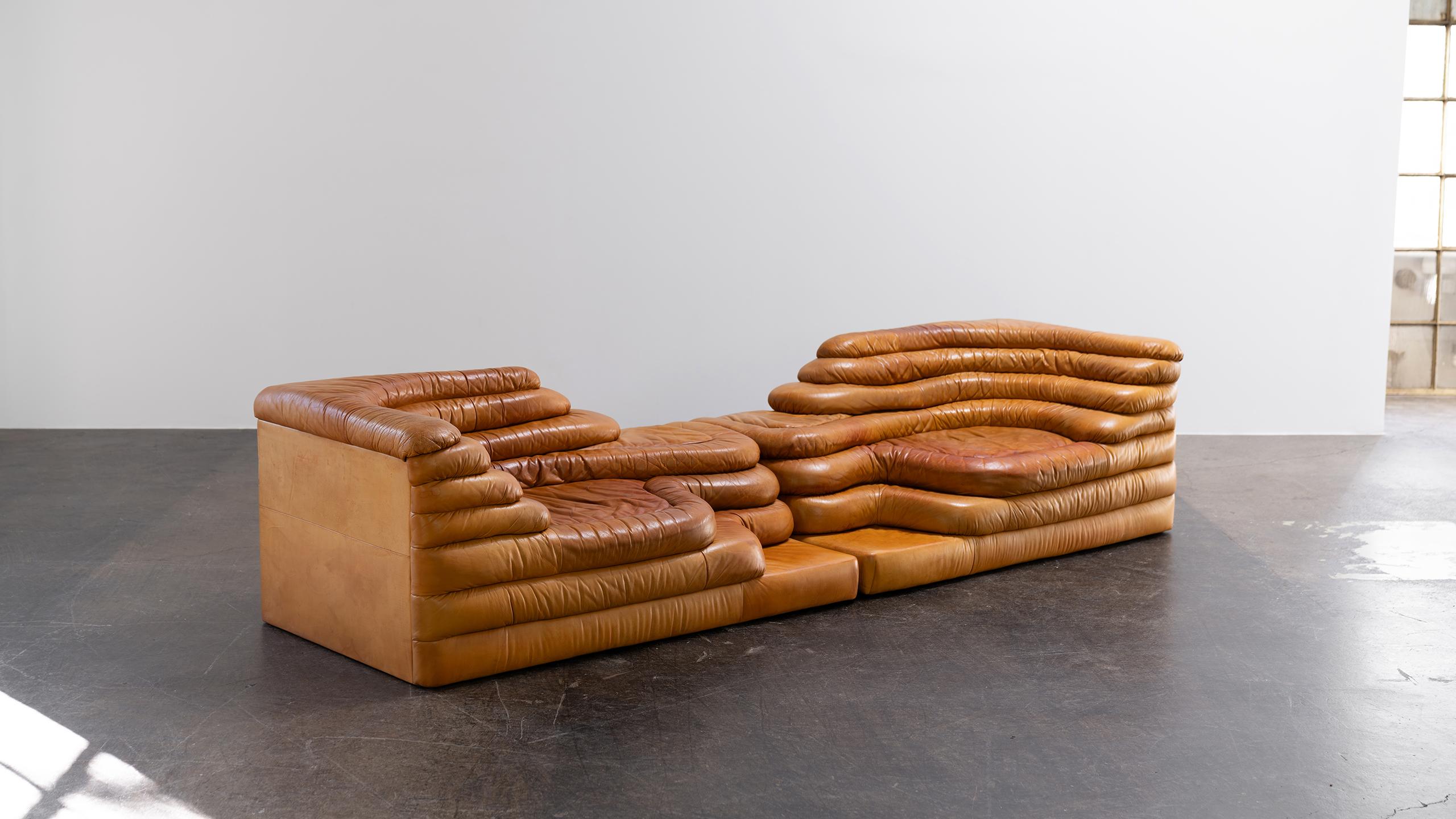 De Sede, 2 Terrazza Sofa DS 1025 in Leather by Ubald Klug & Ueli Berger in 1972 For Sale 7