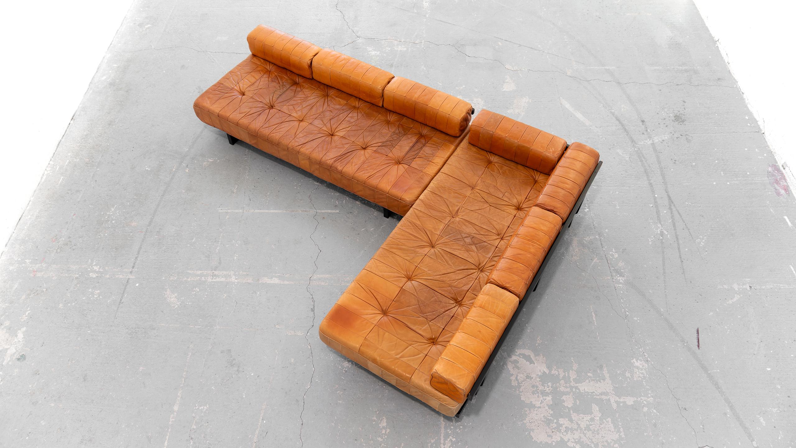 De Sede 2x Daybed & modular Sofa DS80 in cognac Leather 1969 Mid Century Modern 4