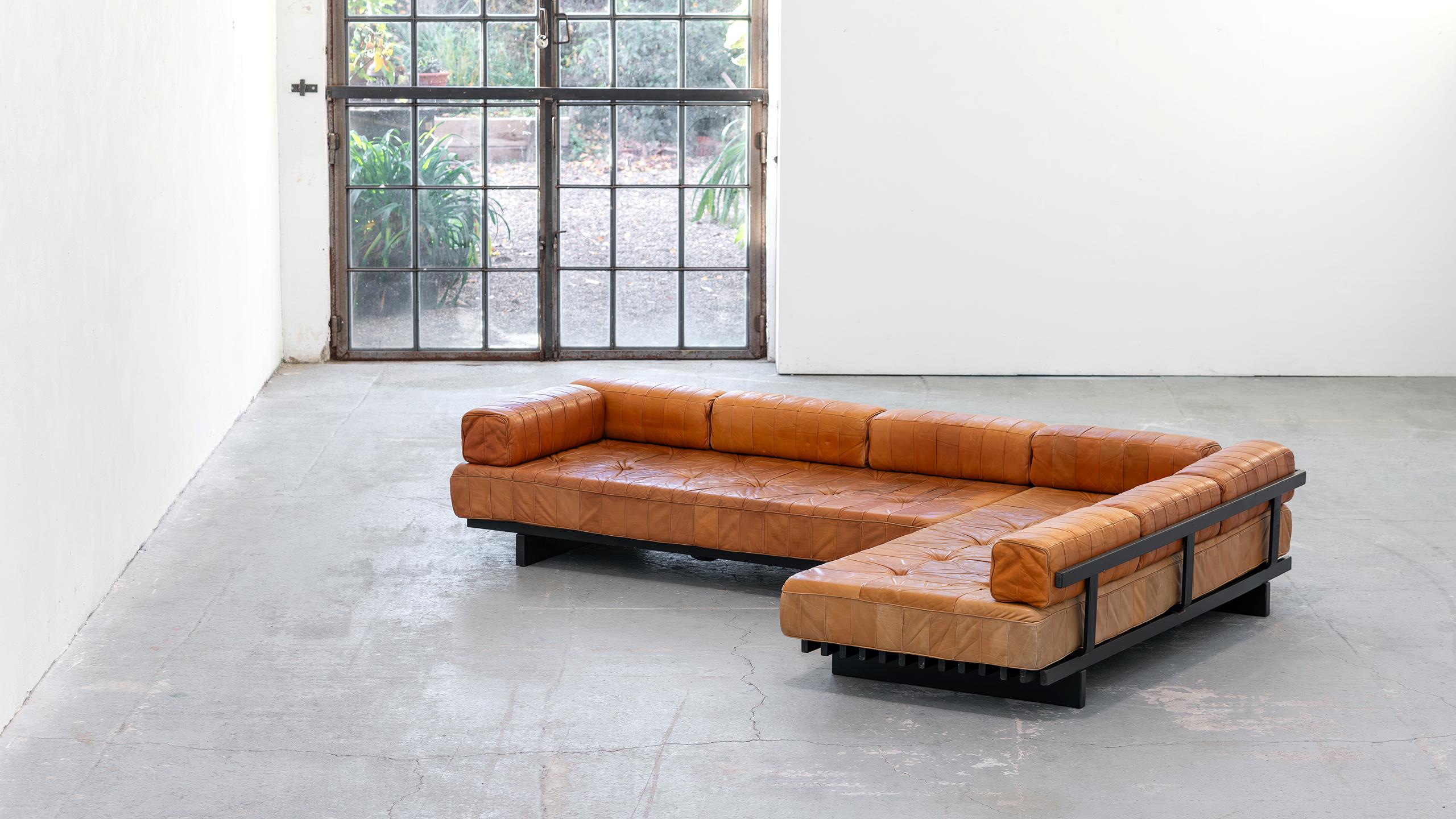 Mid-Century Modern De Sede 2x Daybed & modular Sofa DS80 in cognac Leather 1969 Mid Century Modern