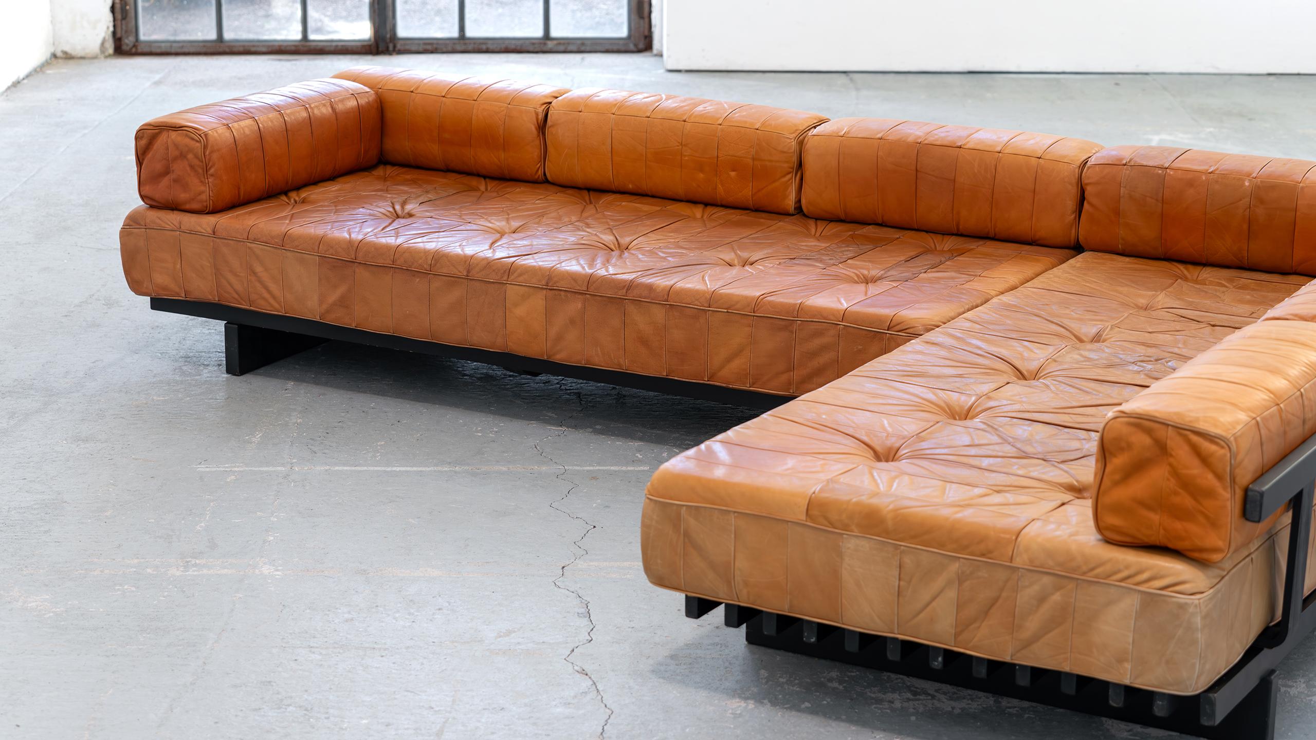 De Sede 2x Daybed & modular Sofa DS80 in cognac Leather 1969 Mid Century Modern In Good Condition In Munster, NRW