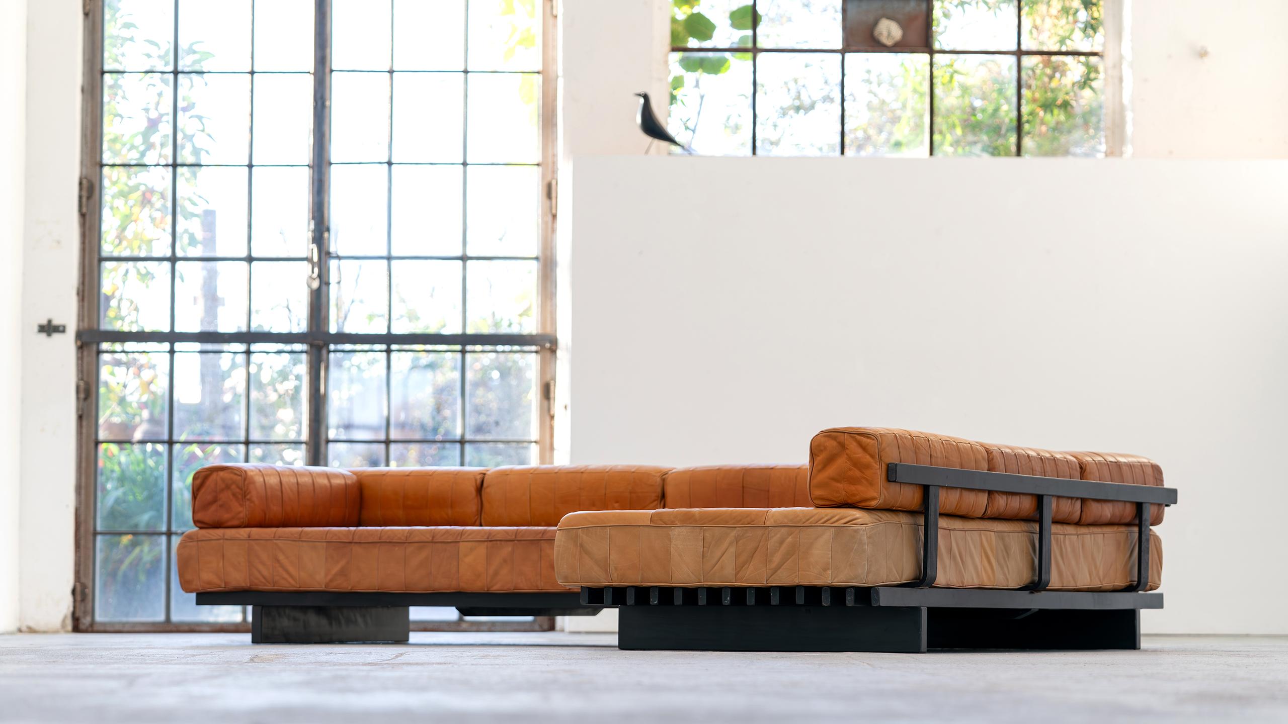 Mid-20th Century De Sede 2x Daybed & modular Sofa DS80 in cognac Leather 1969 Mid Century Modern