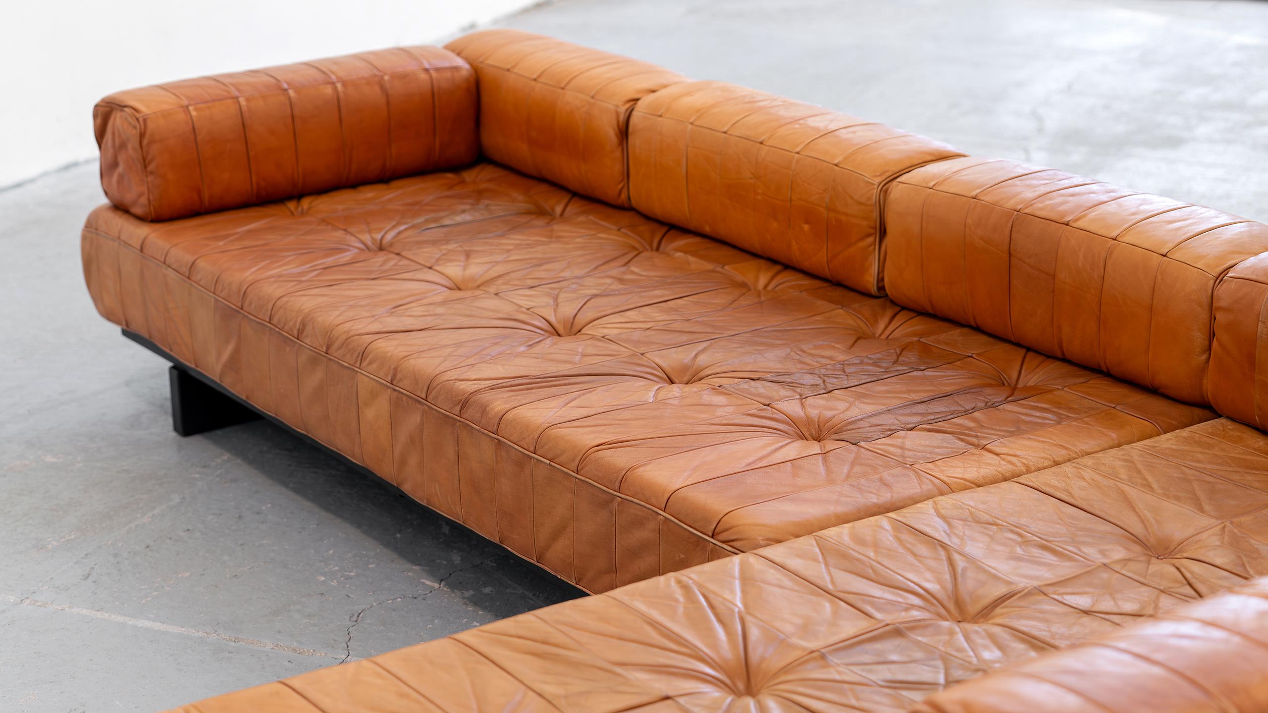 De Sede 2x Daybed & modular Sofa DS80 in cognac Leather 1969 Mid Century Modern 1