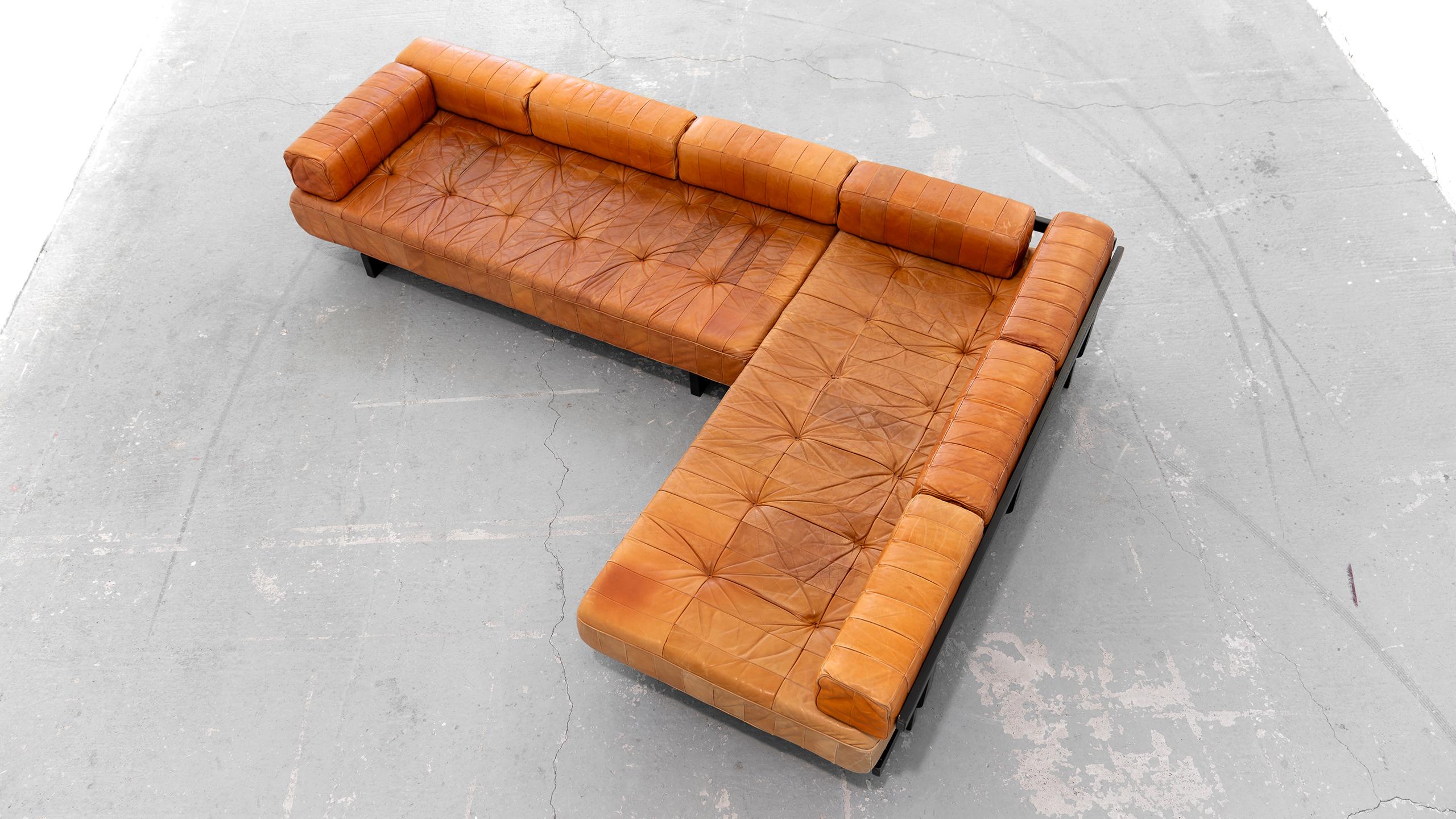 De Sede 2x Daybed & modular Sofa DS80 in cognac Leather 1969 Mid Century Modern 2