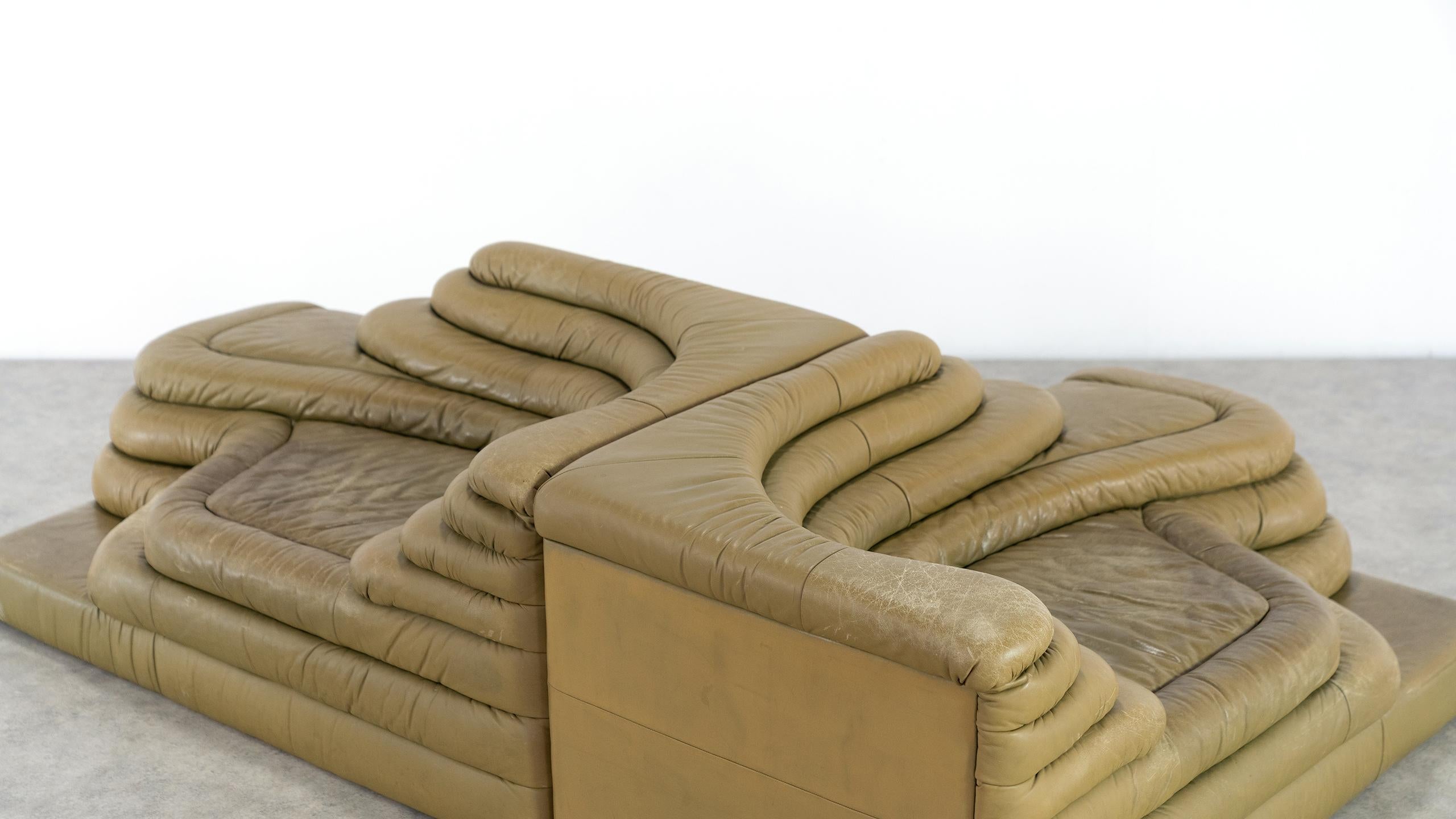 De Sede, 2 Terrazza Sofa DS1025 in Leather by Ubald Klug & Ueli Berger in 1972 1