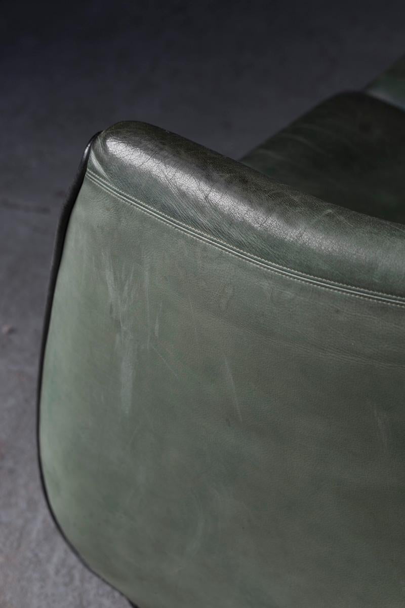 De Sede 3-Seater Sofa in Green Leather, Switzerland, 1970’s 4