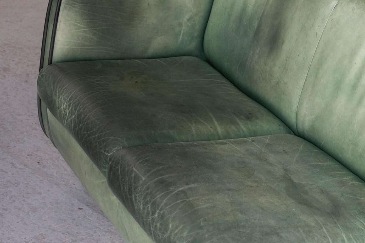 De Sede 3-Seater Sofa in Green Leather, Switzerland, 1970’s 11