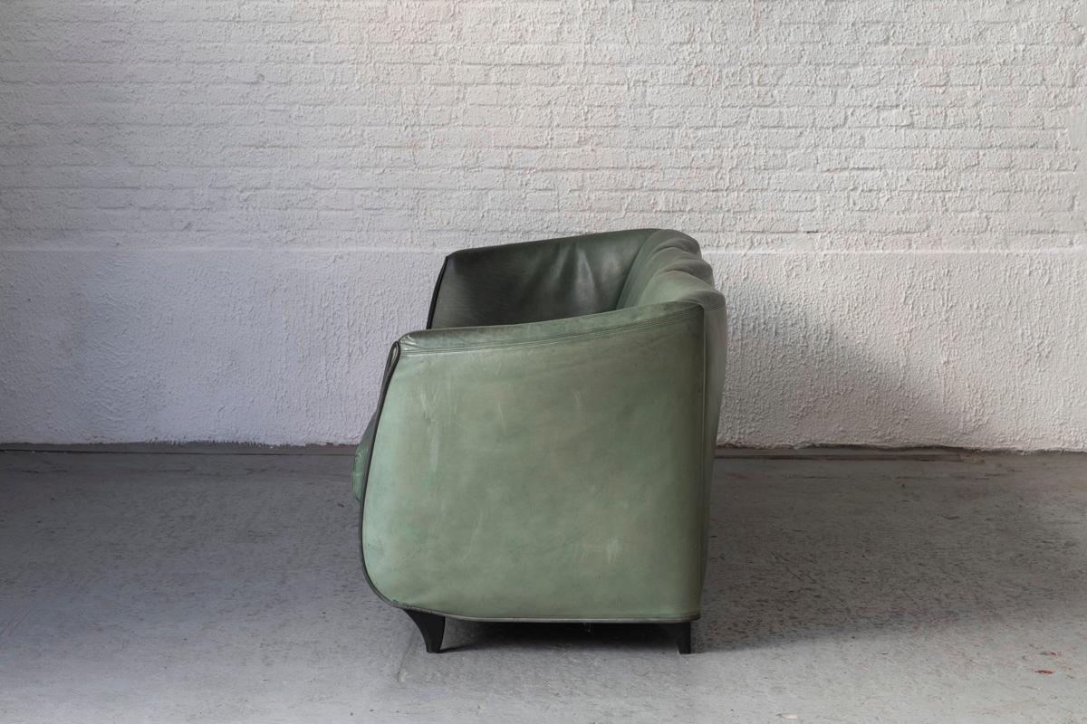 Swiss De Sede 3-Seater Sofa in Green Leather, Switzerland, 1970’s