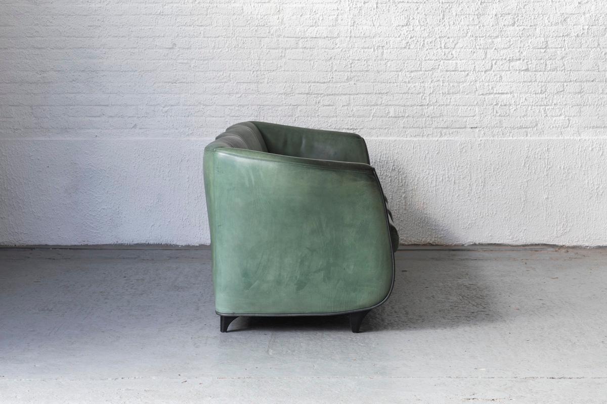 De Sede 3-Seater Sofa in Green Leather, Switzerland, 1970’s In Good Condition In Antwerpen, BE