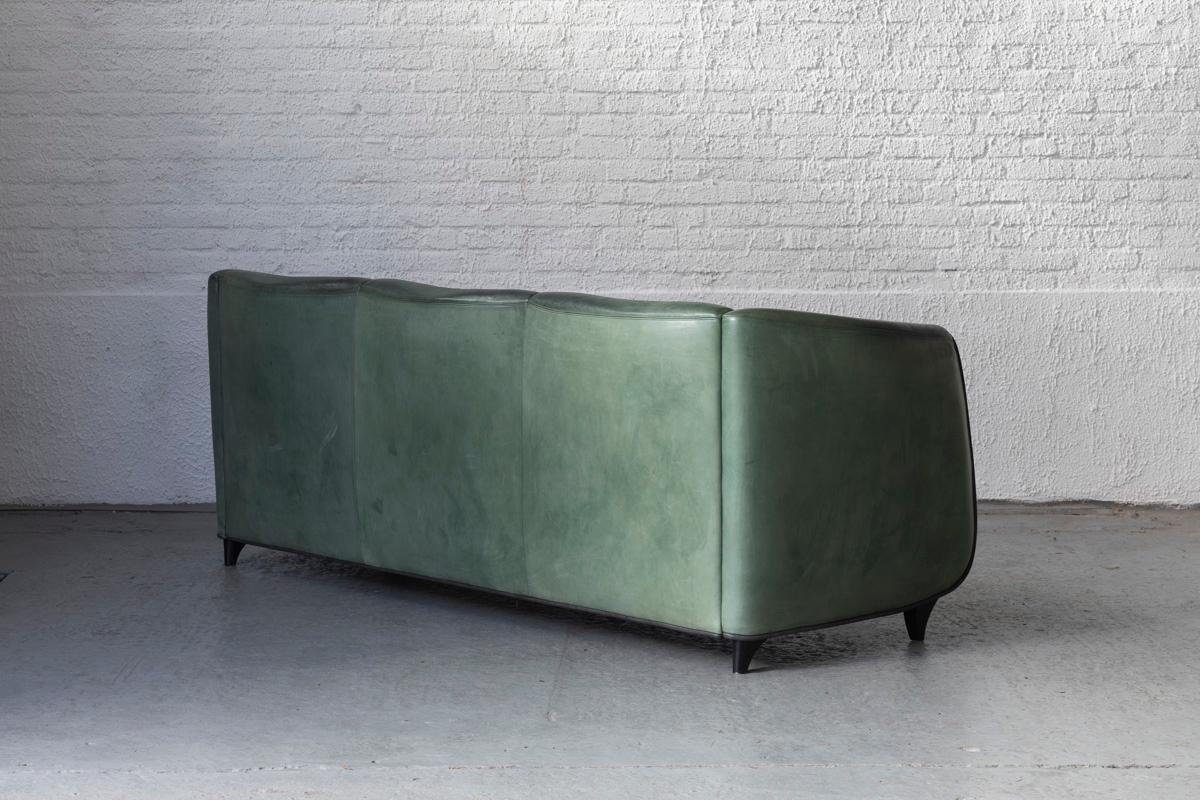 Late 20th Century De Sede 3-Seater Sofa in Green Leather, Switzerland, 1970’s