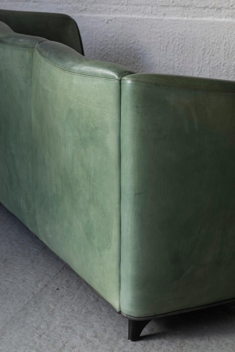 De Sede 3-Seater Sofa in Green Leather, Switzerland, 1970’s 1