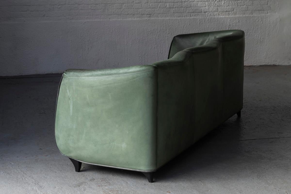 De Sede 3-Seater Sofa in Green Leather, Switzerland, 1970’s 2