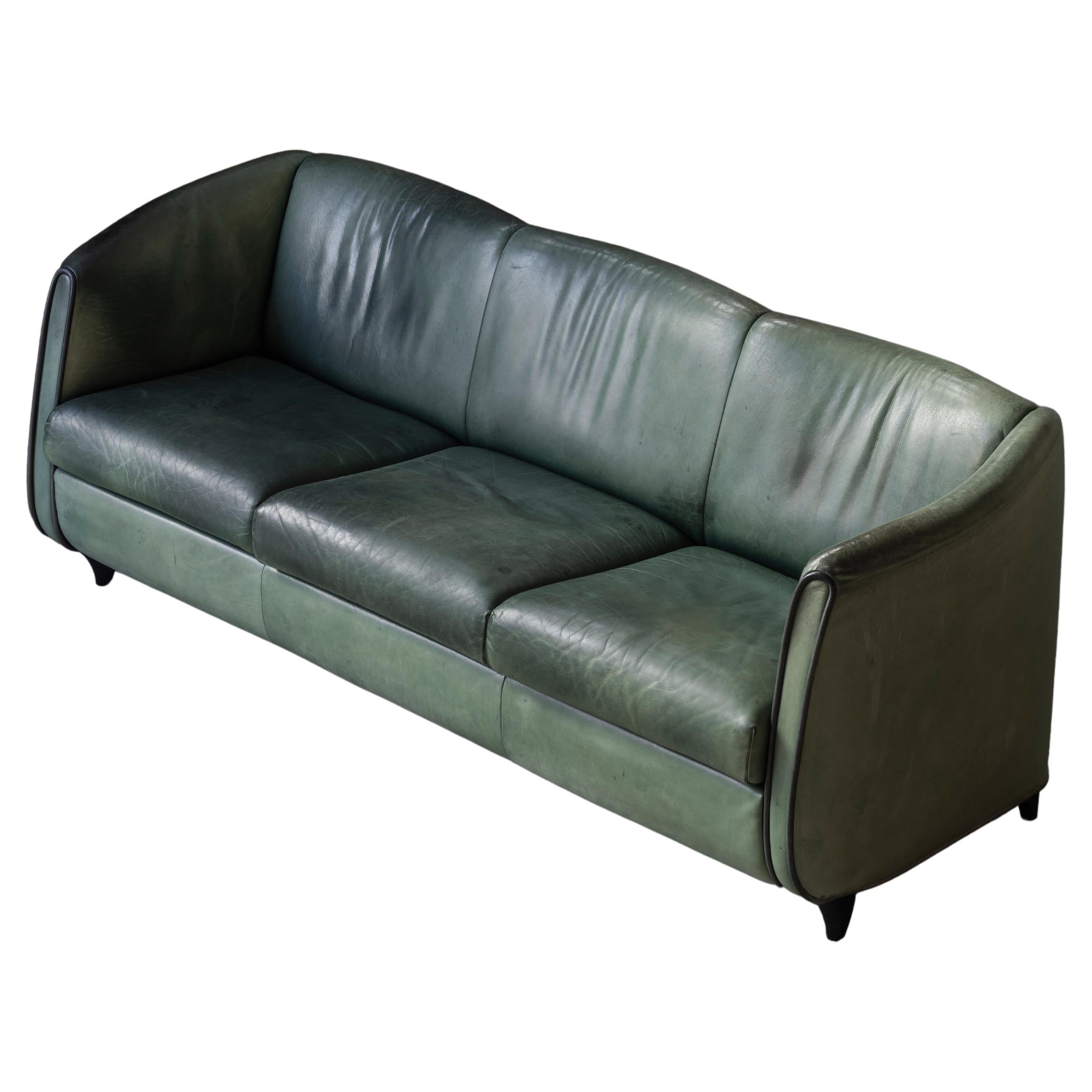 De Sede 3-Seater Sofa in Green Leather, Switzerland, 1970’s
