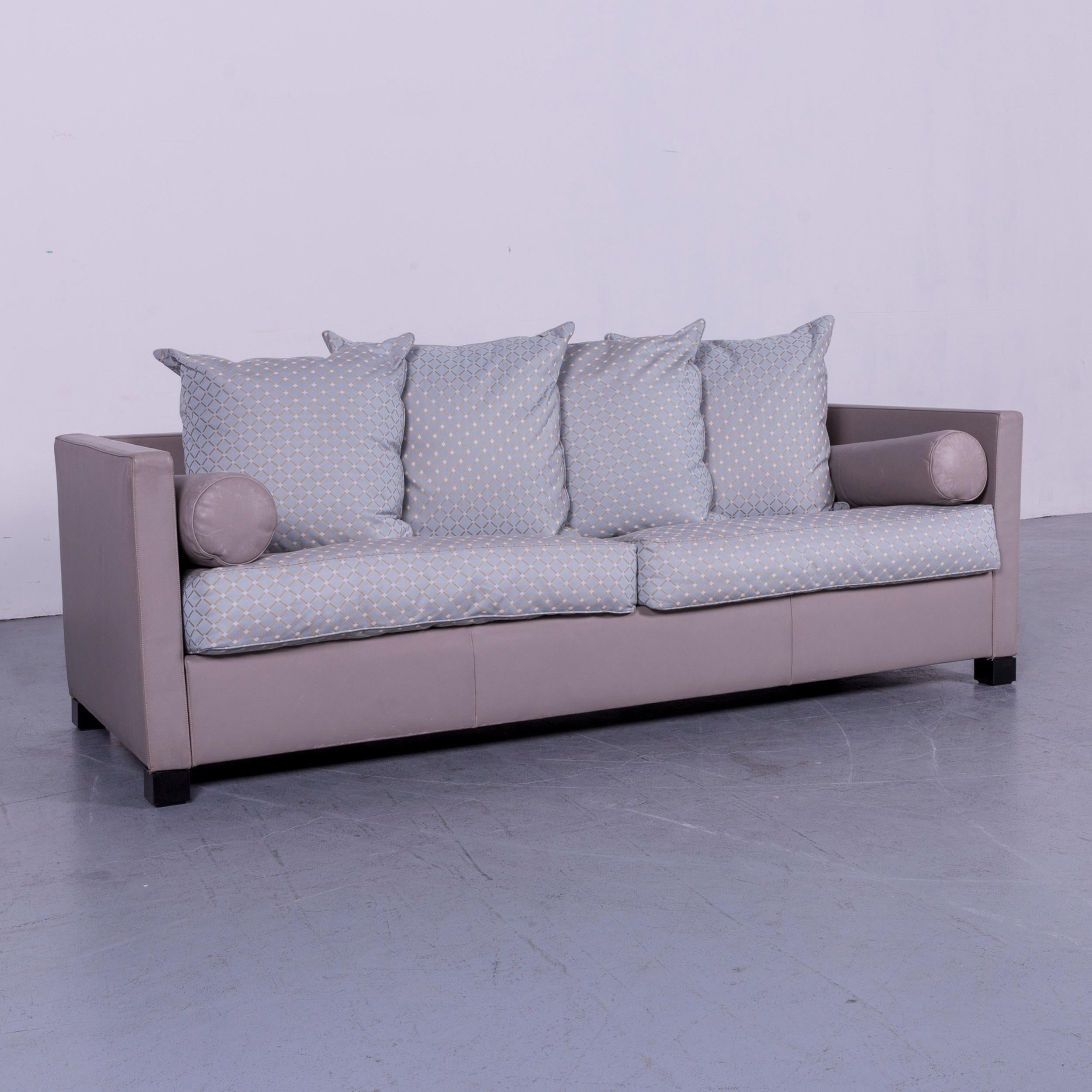 De Sede 300 Edition Designer Leather Fabric Sofa Foot-Stool Set Grey Three-Seat For Sale 10