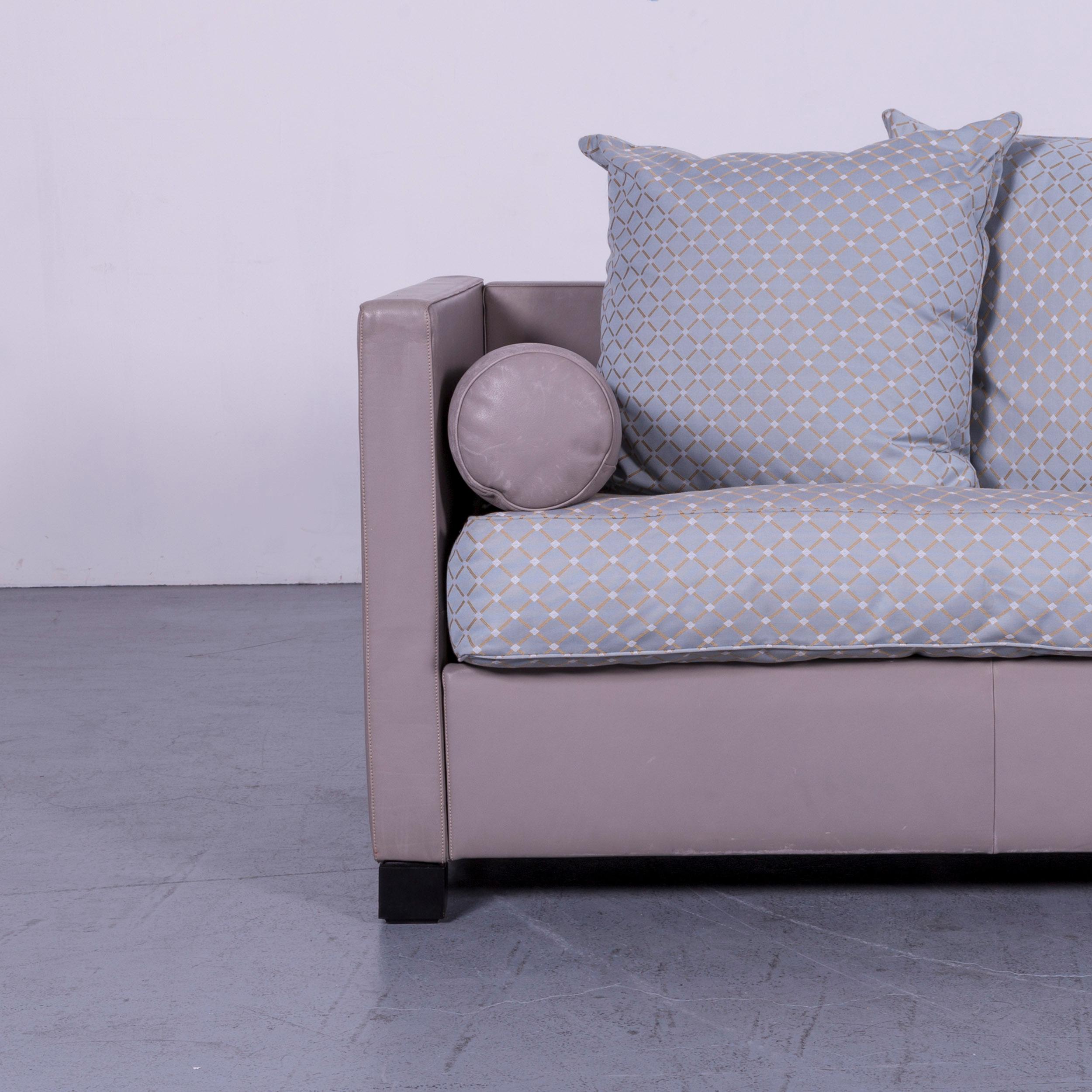 De Sede 300 Edition Designer Leather Fabric Sofa Foot-Stool Set Grey Three-Seat For Sale 11