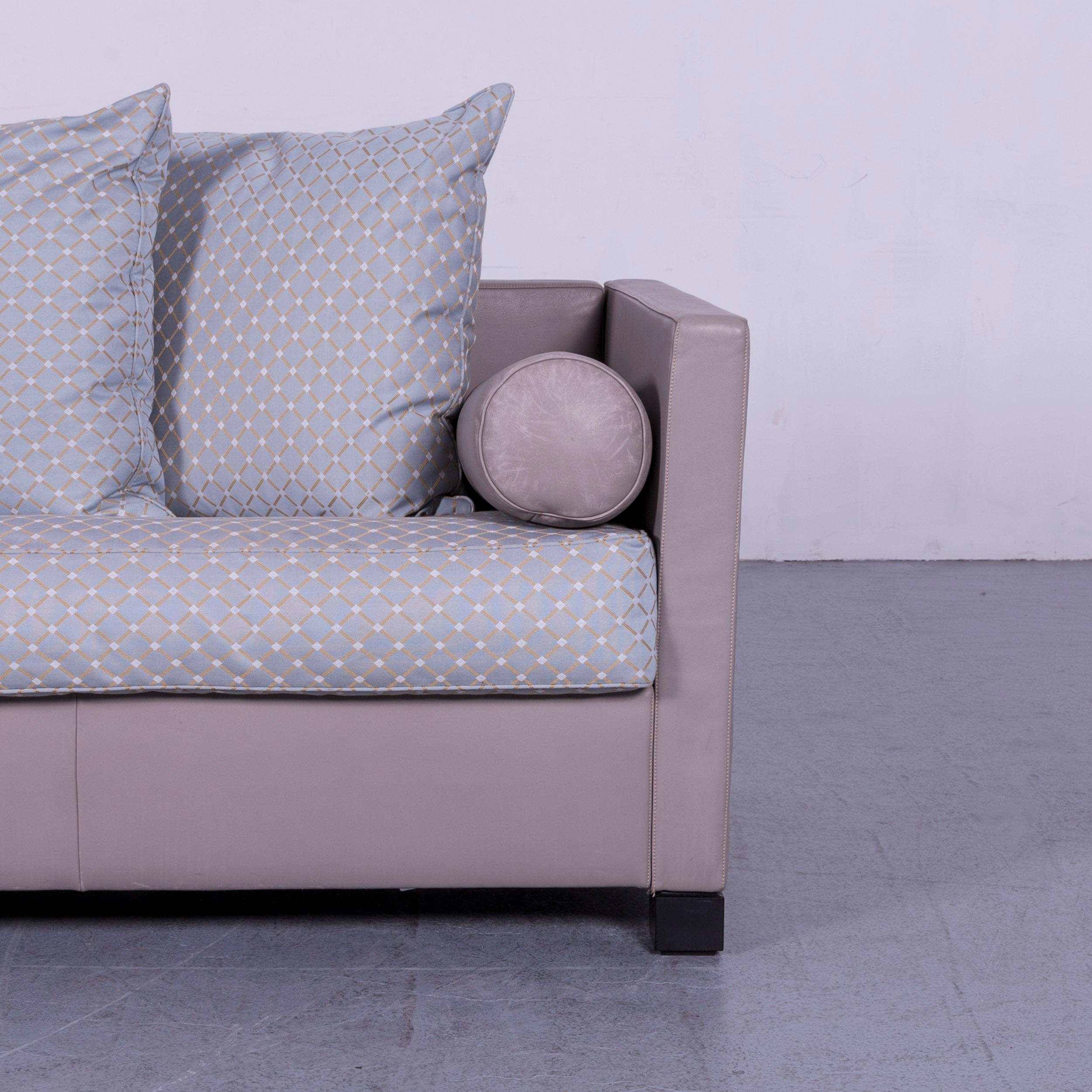 De Sede 300 Edition Designer Leather Fabric Sofa Foot-Stool Set Grey Three-Seat For Sale 12