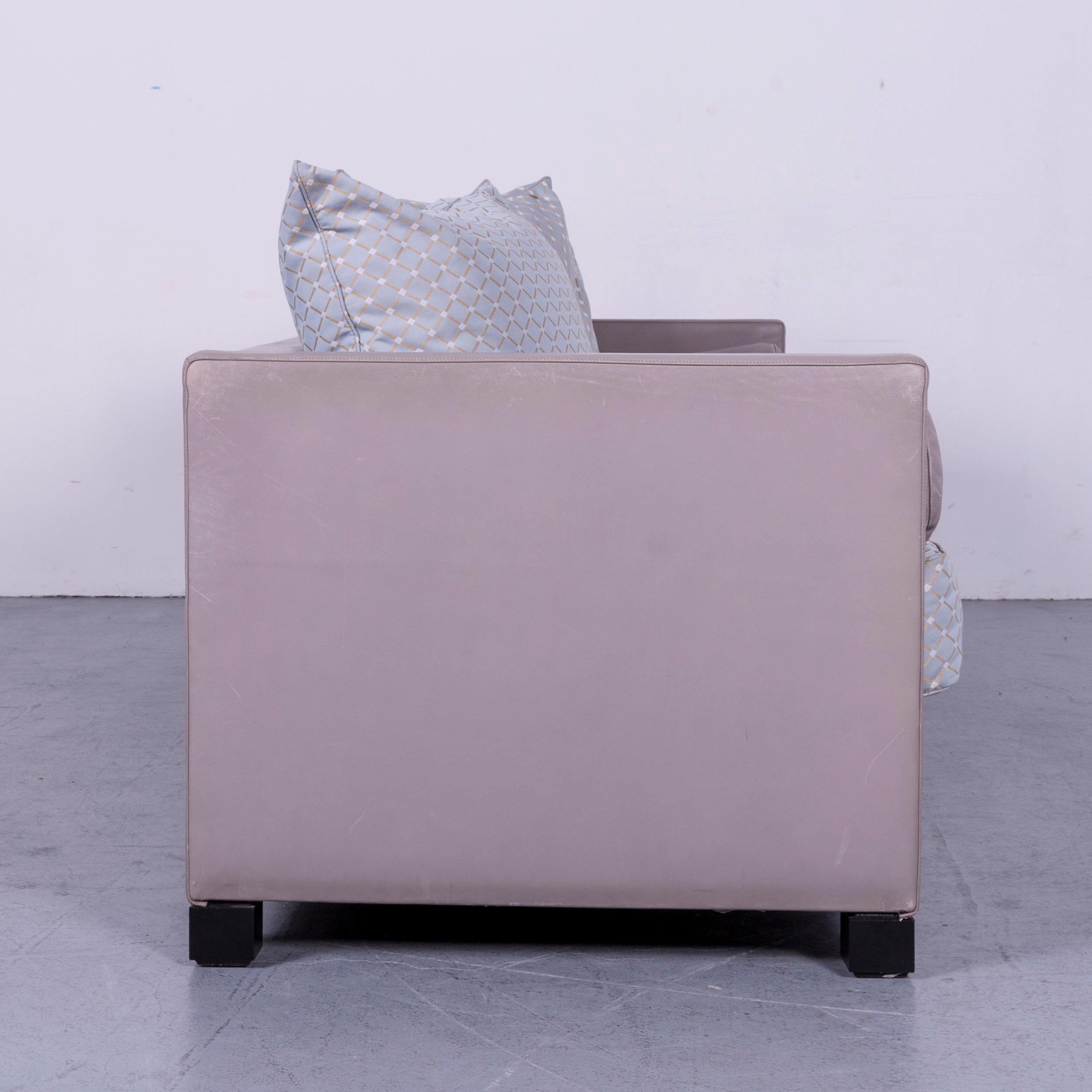 De Sede 300 Edition Designer Leather Fabric Sofa Foot-Stool Set Grey Three-Seat For Sale 14