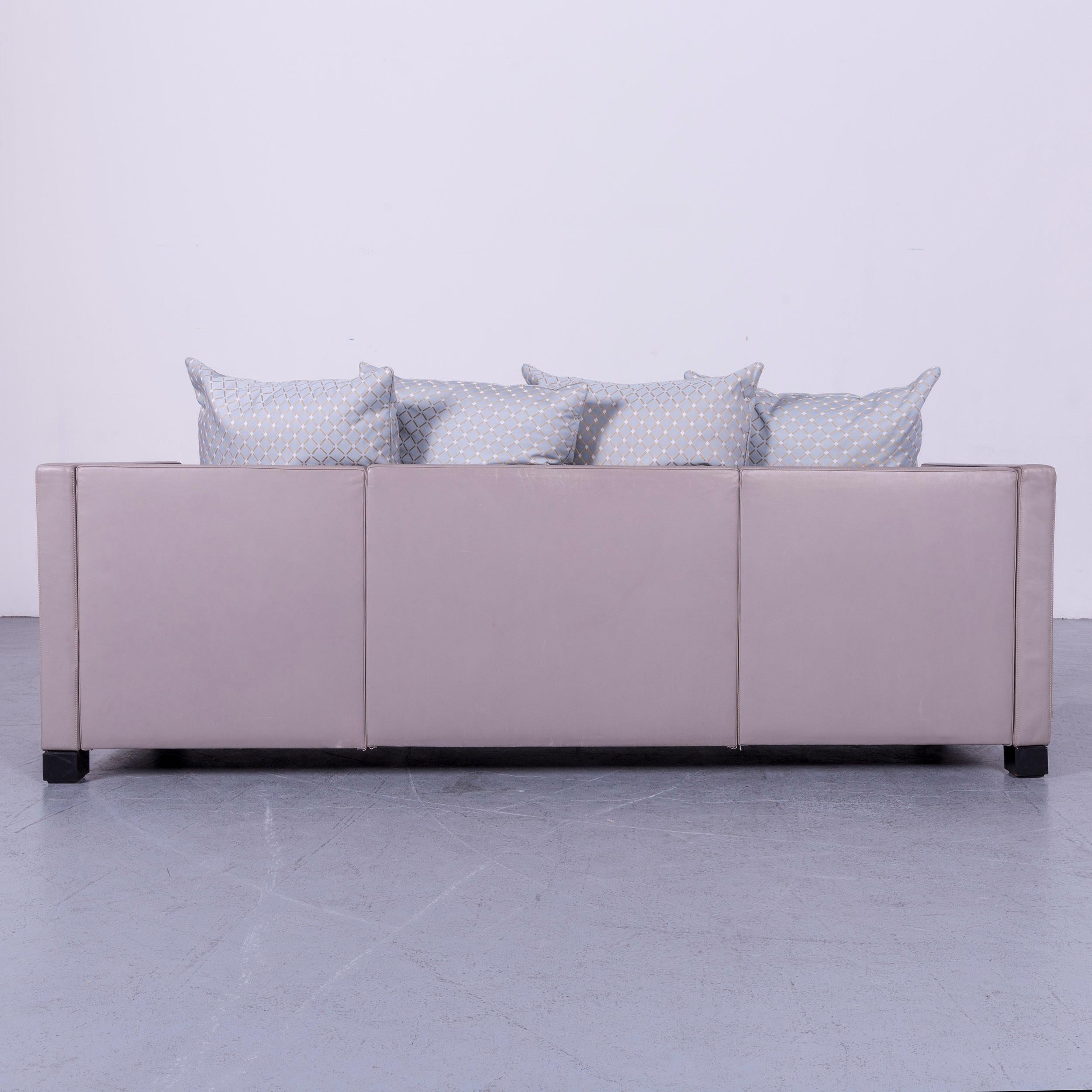 De Sede 300 Edition Designer Leather Fabric Sofa Foot-Stool Set Grey Three-Seat For Sale 15