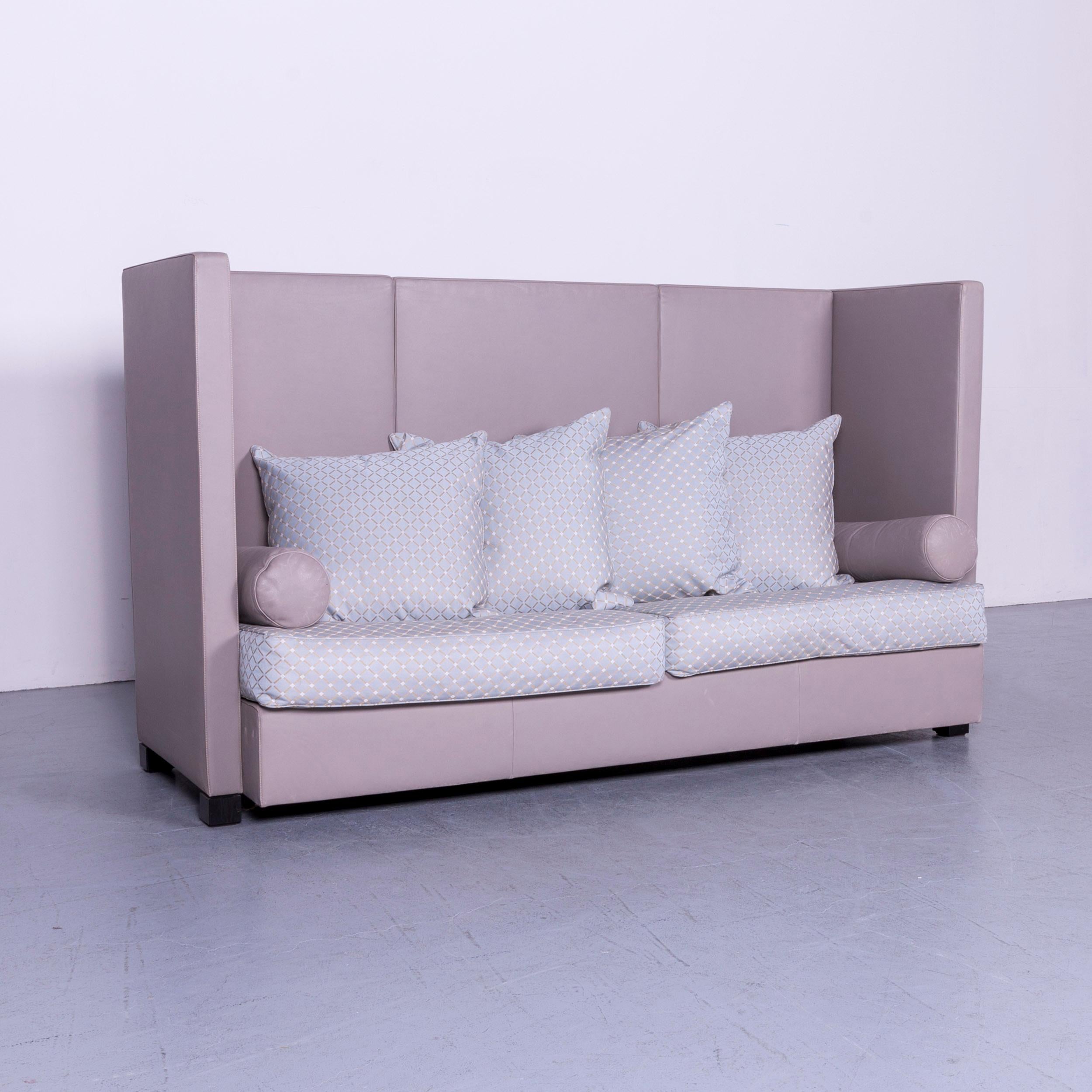 Swiss De Sede 300 Edition Designer Leather Fabric Sofa Foot-Stool Set Grey Three-Seat For Sale