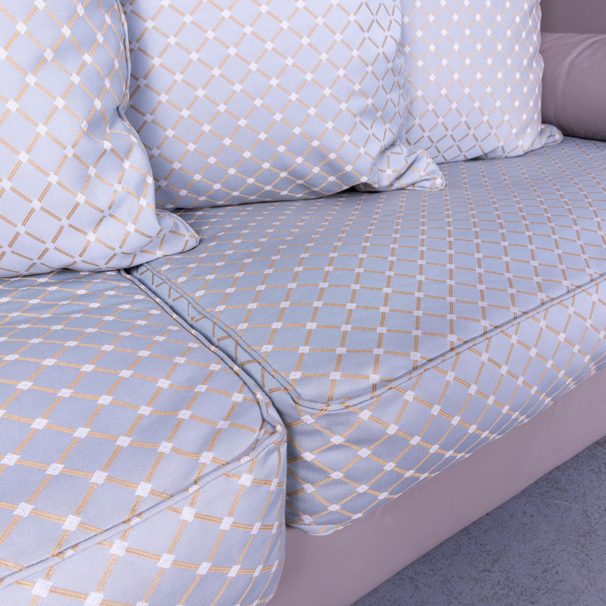 De Sede 300 Edition Designer Leather Fabric Sofa Foot-Stool Set Grey Three-Seat For Sale 1