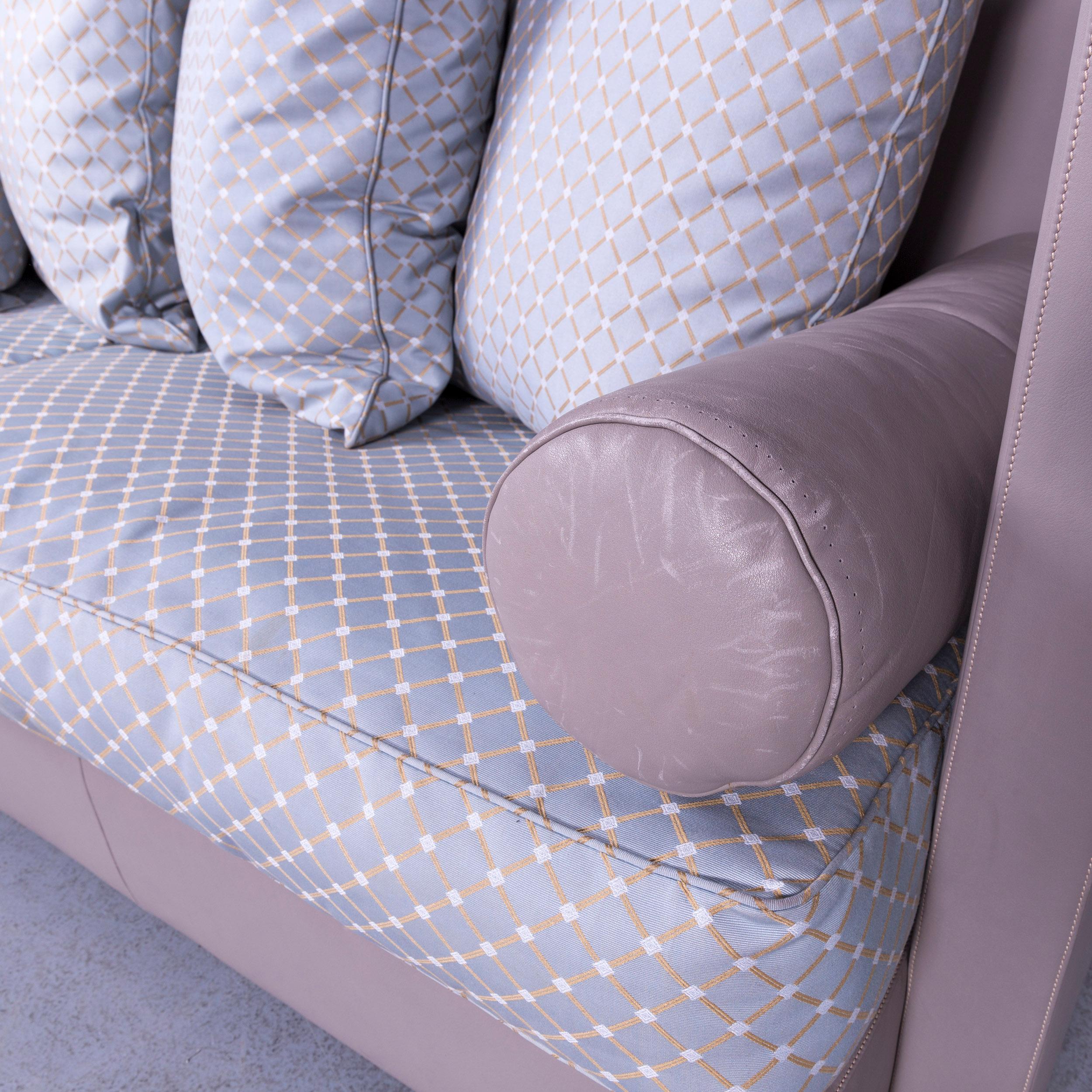 De Sede 300 Edition Designer Leather Fabric Sofa Foot-Stool Set Grey Three-Seat For Sale 4