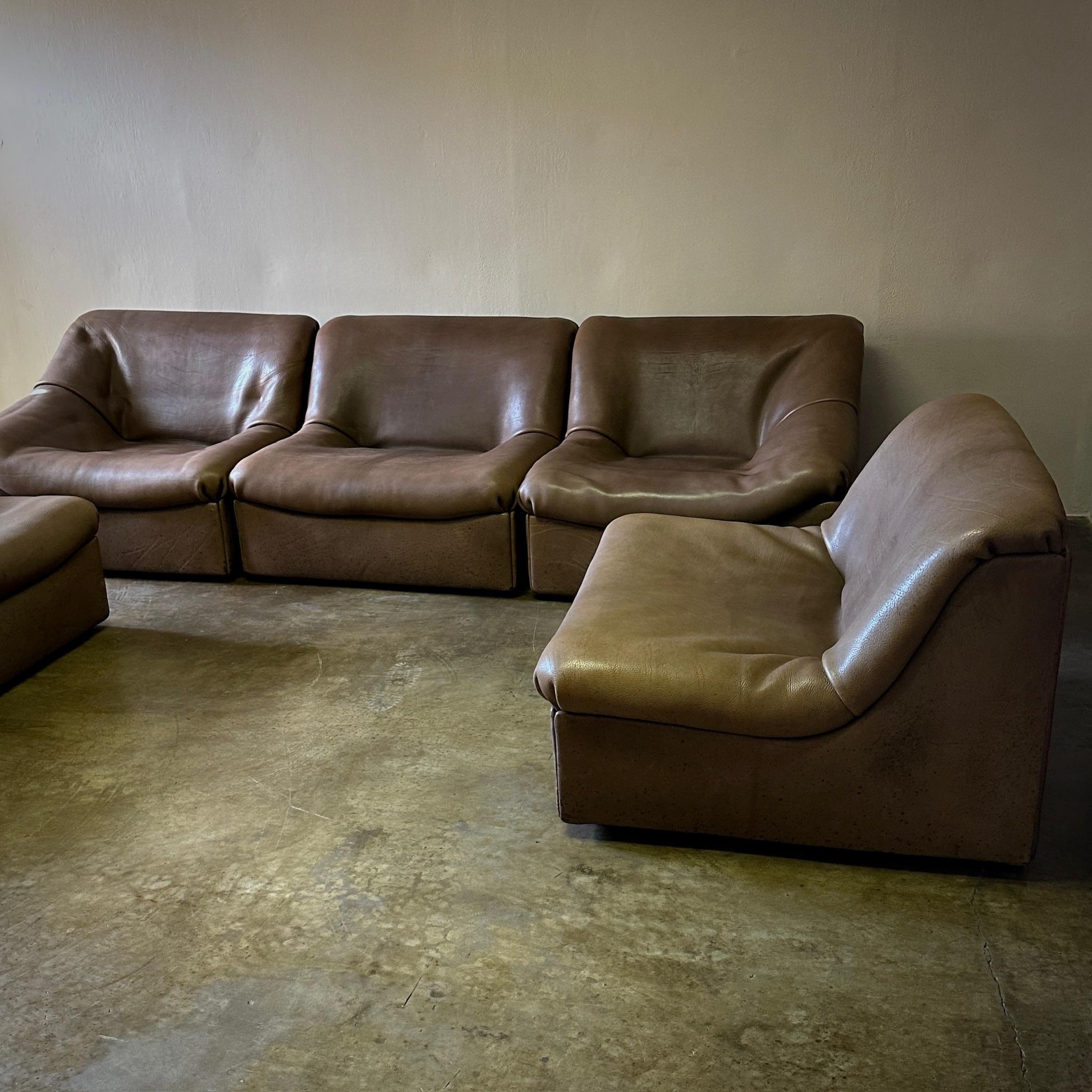 Late 20th Century De Sede 5 Piece Sectional Sofa For Sale