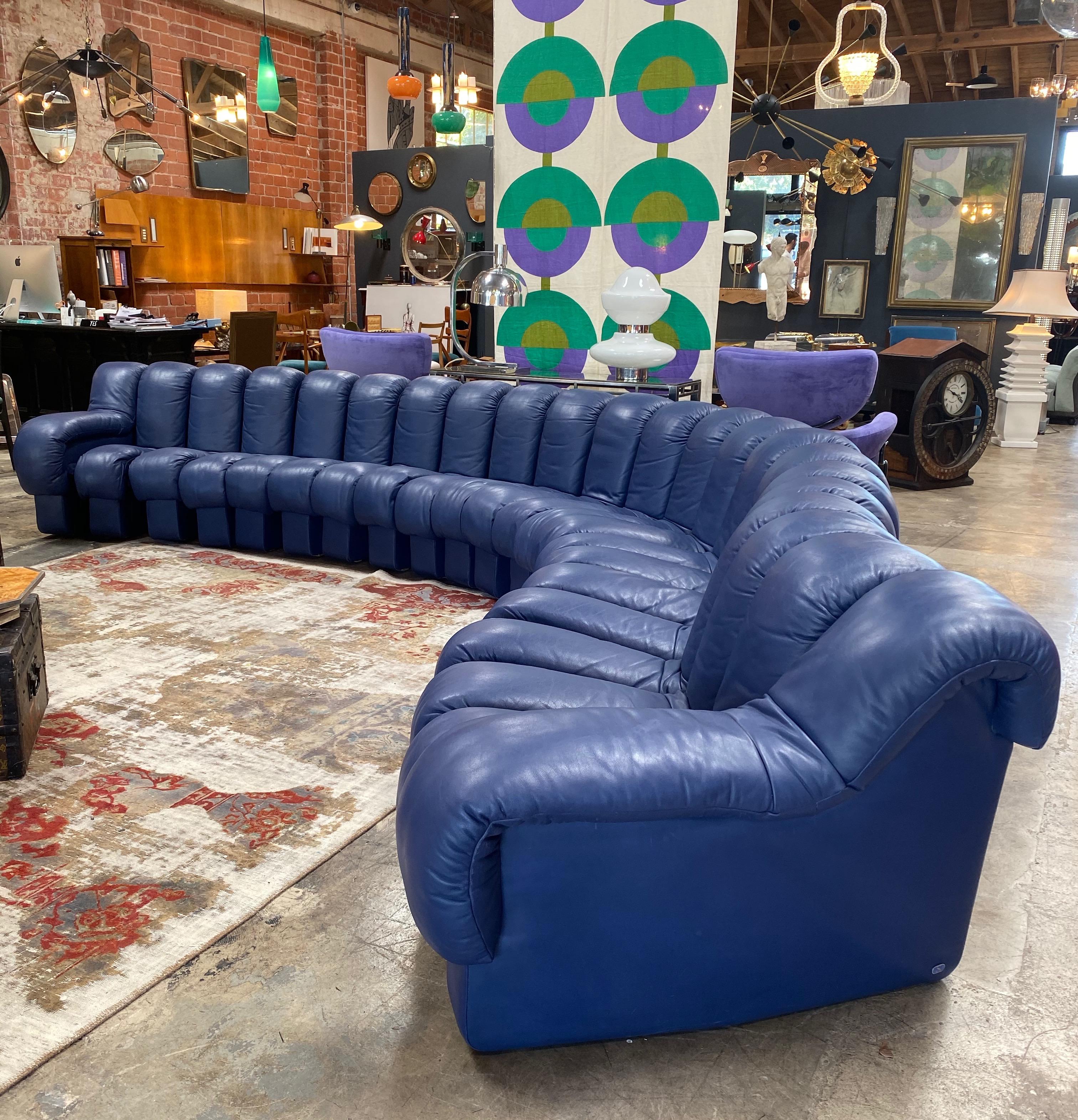 Mid-Century Modern De Sede 600 Non Stop Blue 22 Element Sofa, 1970s