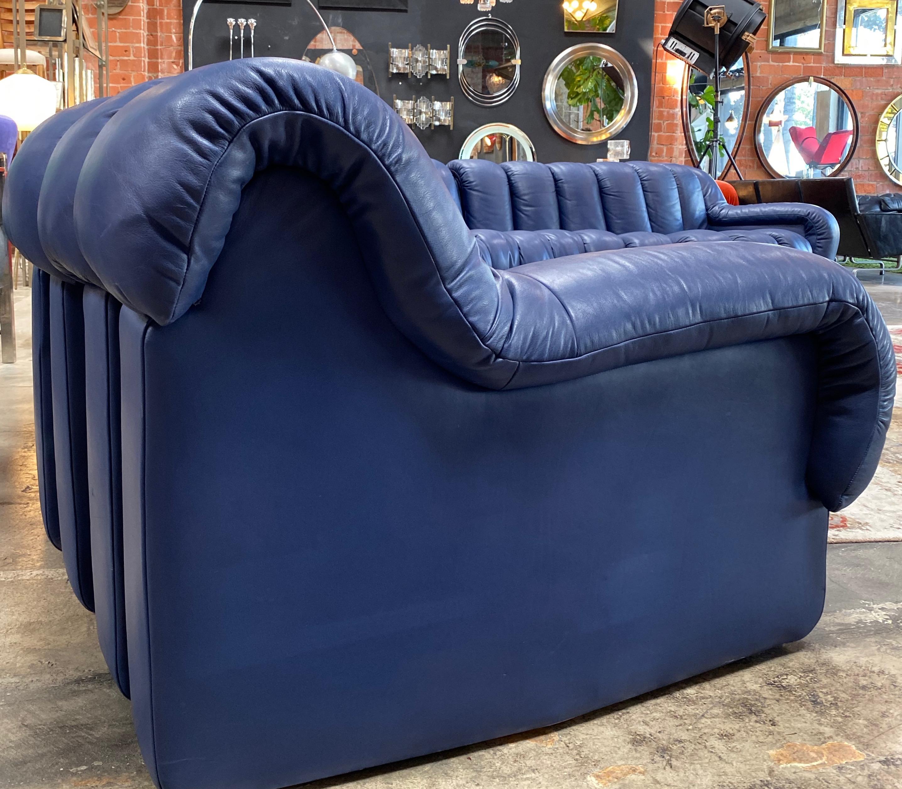 Leather De Sede 600 Non Stop Blue 22 Element Sofa, 1970s