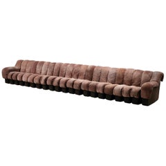 De Sede 600 Non-Stop Sektionssofa 'Snake' aus dunkelbraunem Wildleder, 21 Pieces